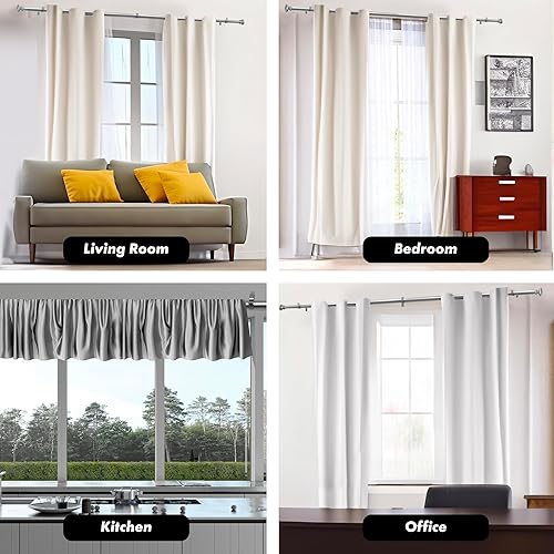 Miniatura 8 de Meriville Barra de cortina Prima de 1 pulgada de diámetro, para ventana individual, 28 a 48 pulgadas, níquel satinado