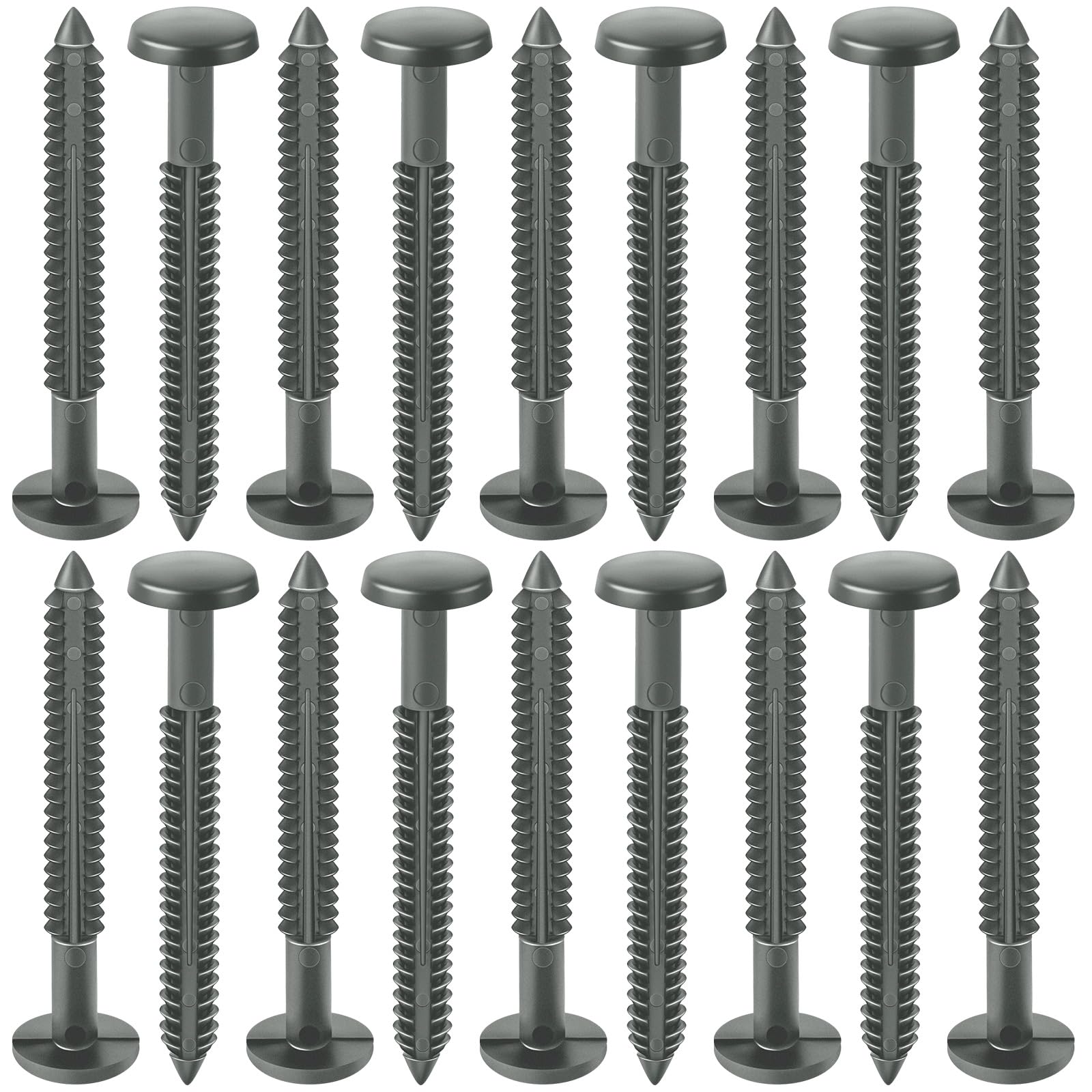 Blulu 18 Pcs 3 Inch Vinyl Shutter Fastener Window Panel Peg Lok Pin Pegs Screws Shutter Spikes Anchor (Dark Gray) — image 1