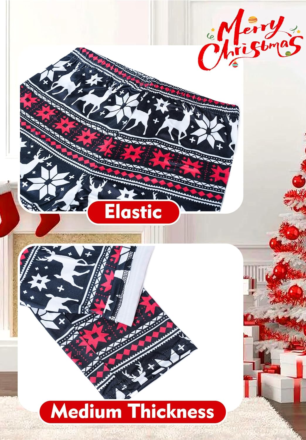 Girls Christmas Leggings Printed Pants Full Ankle Length Medium Thick Tights for Xmas Eve 5-12T - Image 6