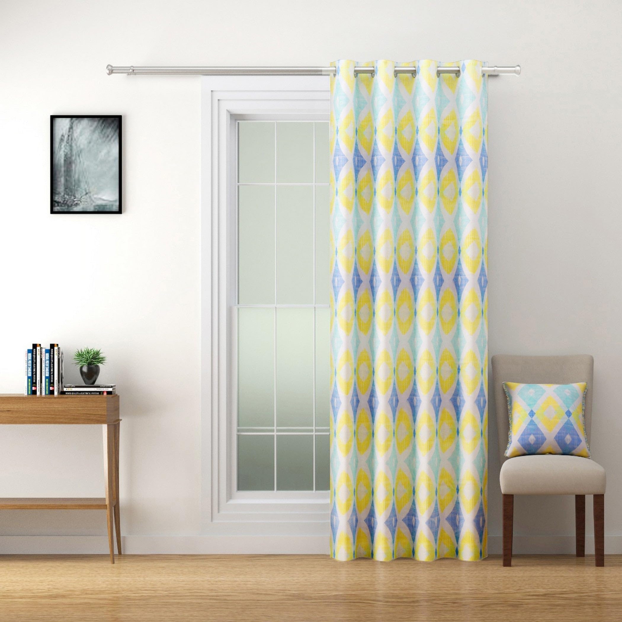 Swayam 80% Blackout Polyester Long Door Curtain for Living Room & Bedroom | 9 Feet | Room Darkening Curtain with Eyelets | Pack of 1 | Geometric Design – Yellow-image-38
