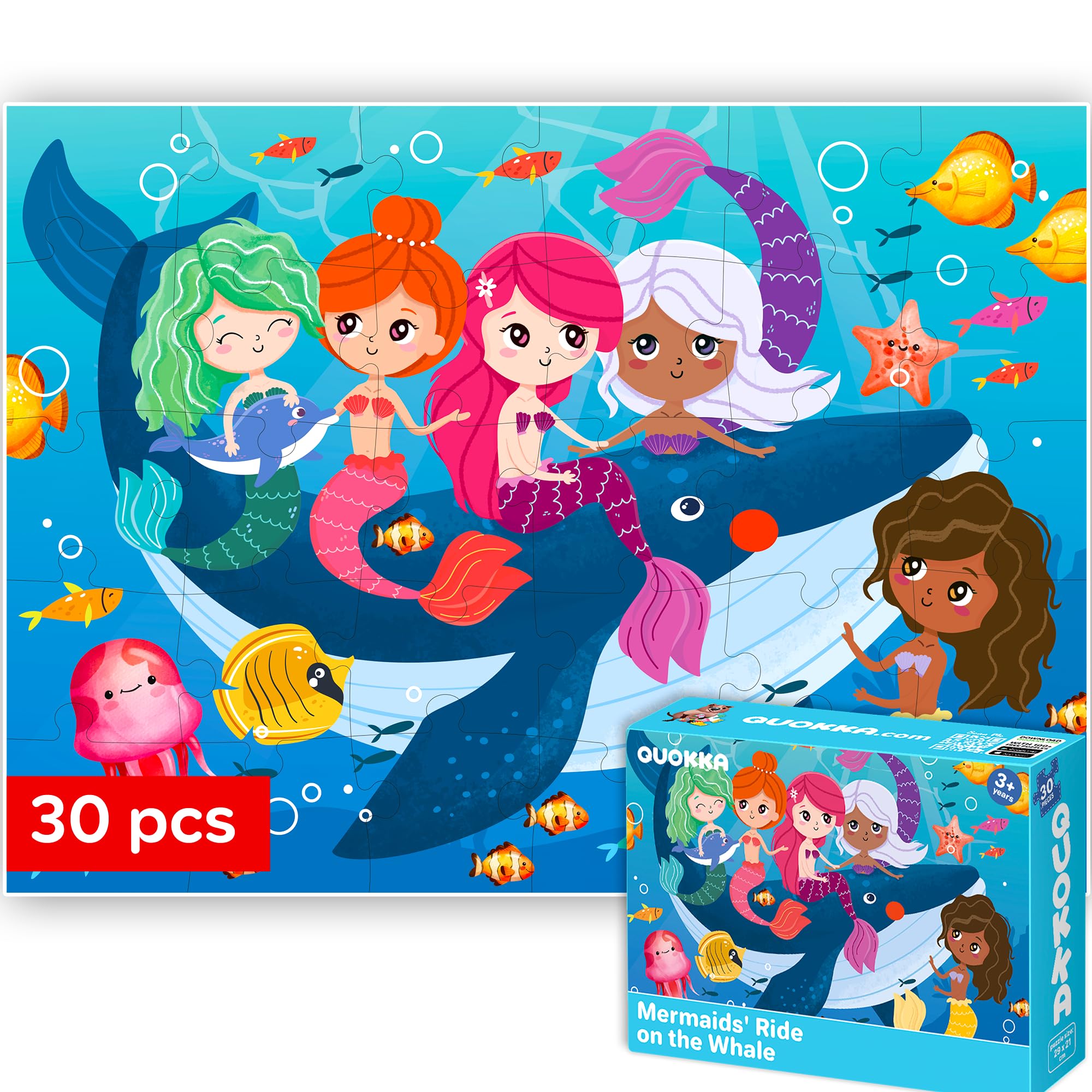 QUOKKA Jigsaw Puzzles For 3 4 Year Olds, Educational Toys Learning Mermaid For 4 5 Year Olds