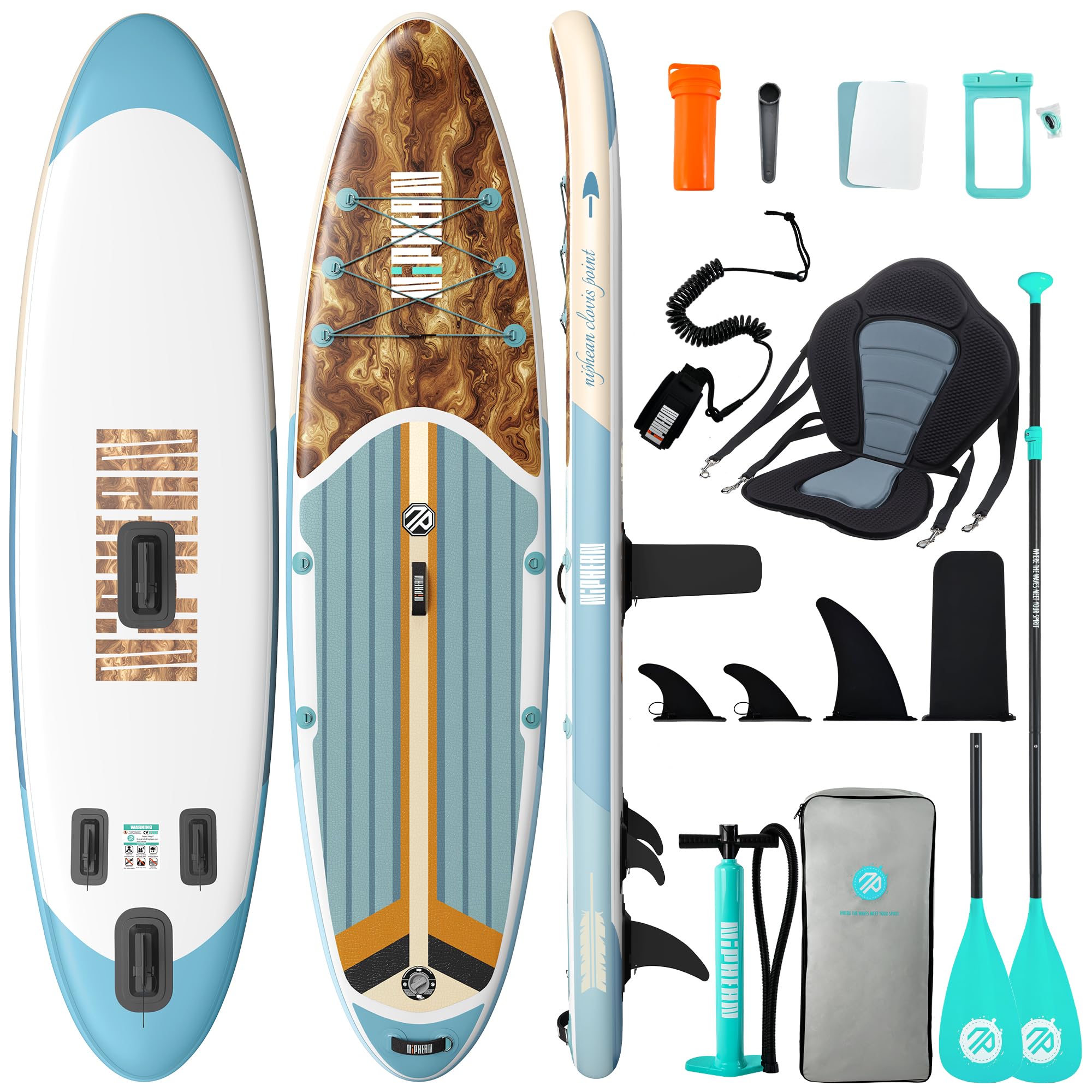 Niphean SUP Gonfiabile Adulti con Tutti gli Accessori, 320cm Stand up Paddle Gonfiabile per Tutti i Livelli, Paddle Board con Capacità di 200kg per 2 Persone, Tavola da SUP Gonfiabile con Sedia