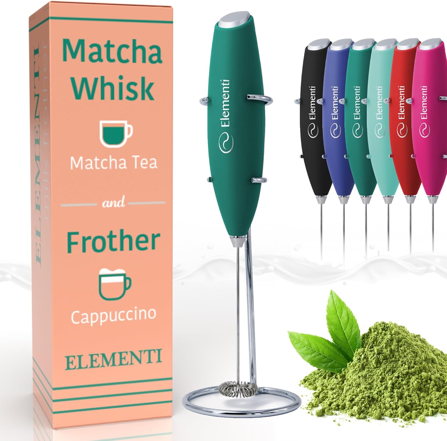 Elementi Matcha Whisk & Frother Set Electric Matcha Mixer