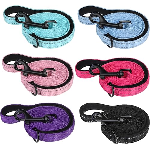 BEAUTYZOO Dog Leash 6 Pack, 5FT Pet Leash with Reflective Thread, Soft Padded Handle Thick Lead Leashes for Large Medium Dogs Small Puppy