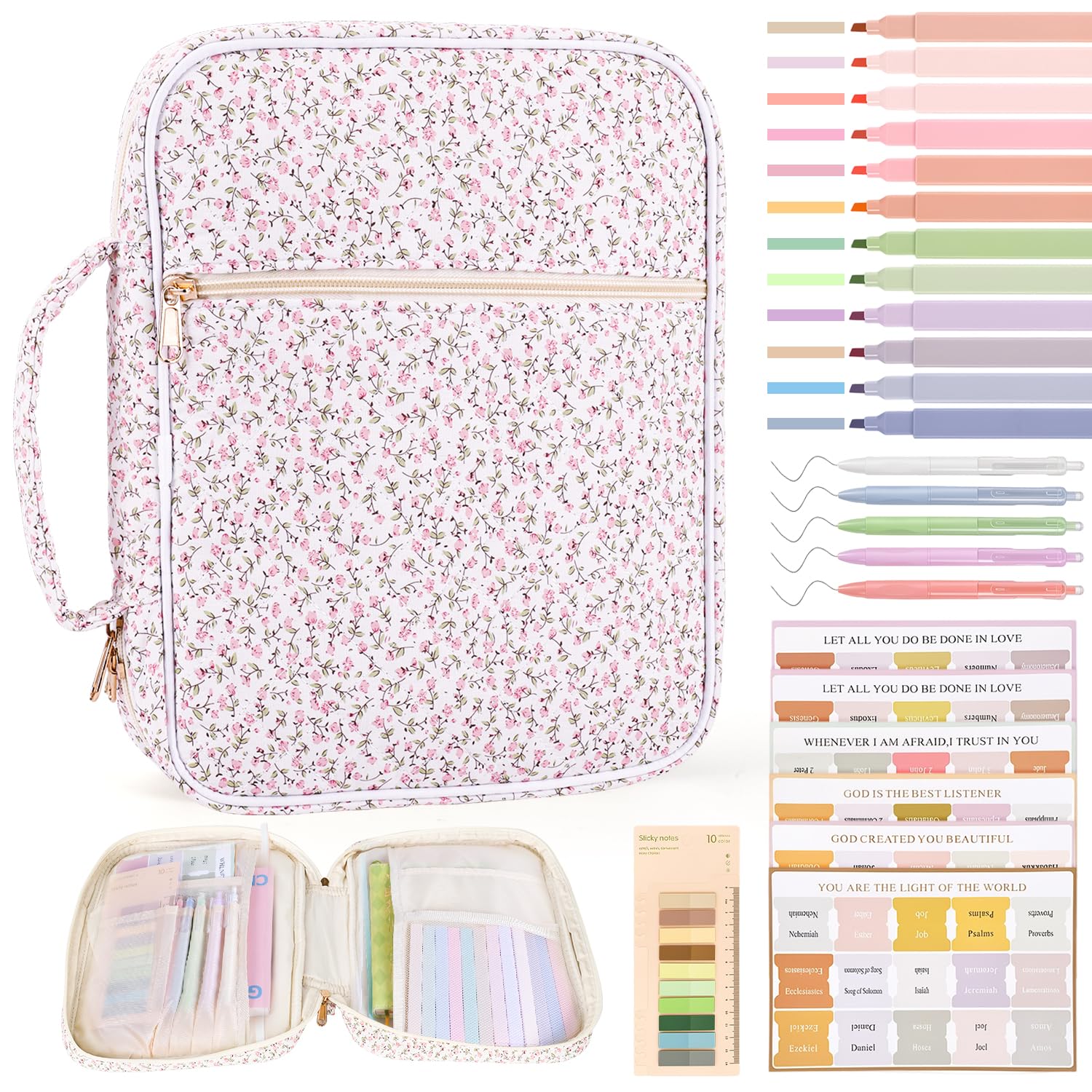 Bible Cover Case for Women Bible Bag w/Handles Bible Study Supplies