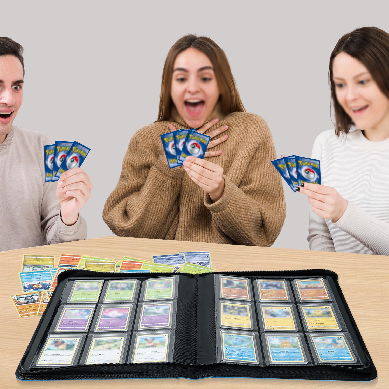 Toploader Album na karty kolekcjonerskie 216, 9 przegródek, 10 sztuk 35PT, segregator do TCG, MTG, niebieski denim