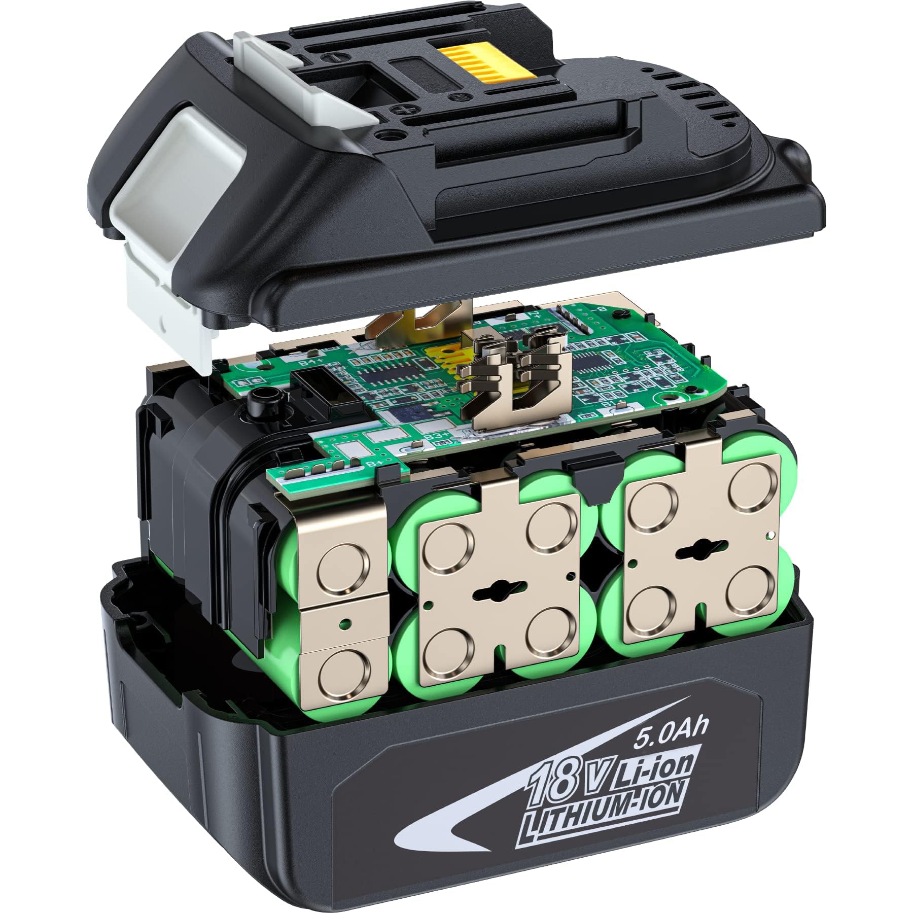 Confezione da 2 batterie di ricambio 18 V 5,0 Ah per Makita 18 V BL1860B BL1820B 1830B 1840B 1850B, compatibile con attrezzi Makita da 18 V, adatto per caricabatterie originale Makita da 18 V