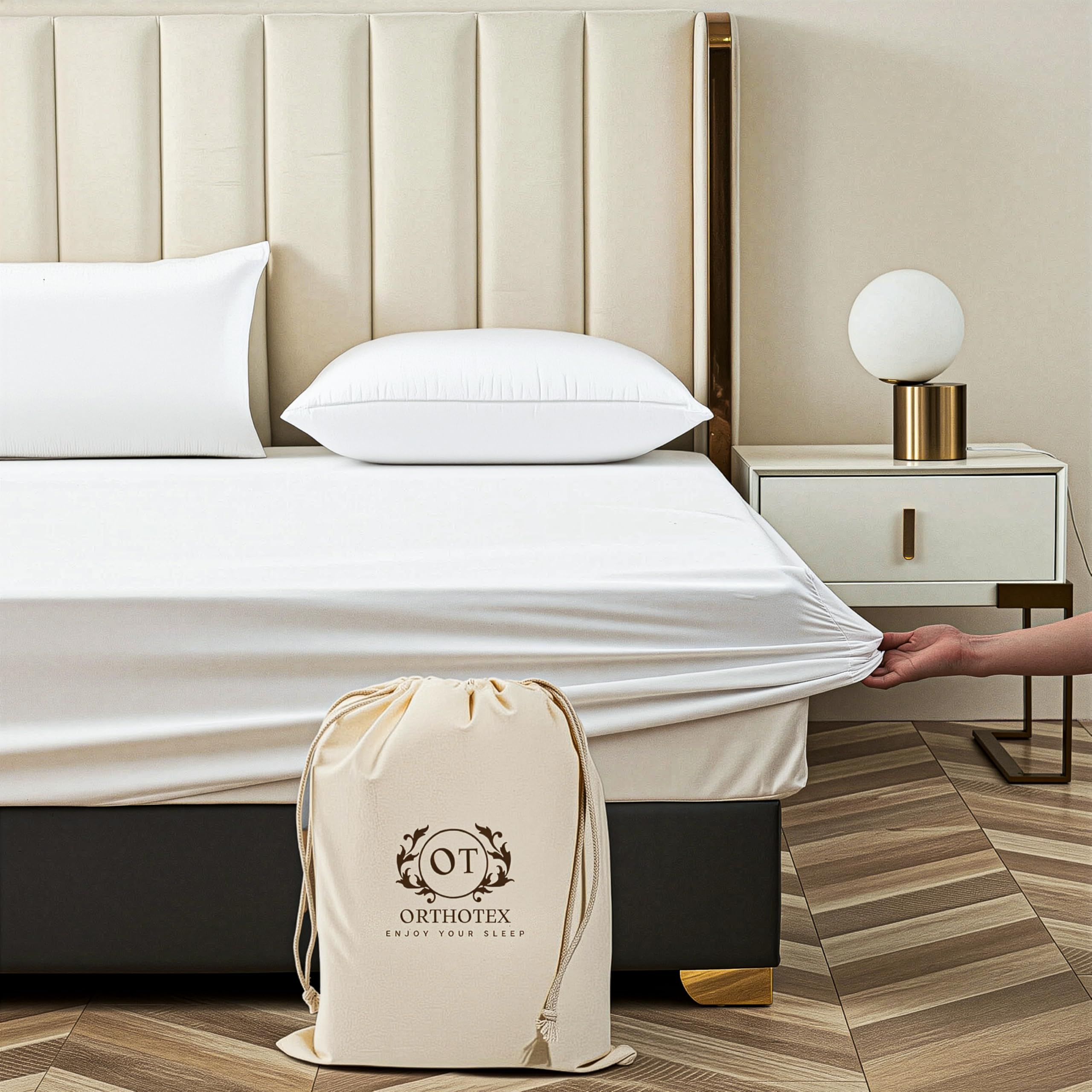 Orthotex Double Fitted Sheet with Matching Pillow Covers | 100% Egyptian Cotton Fitted She...