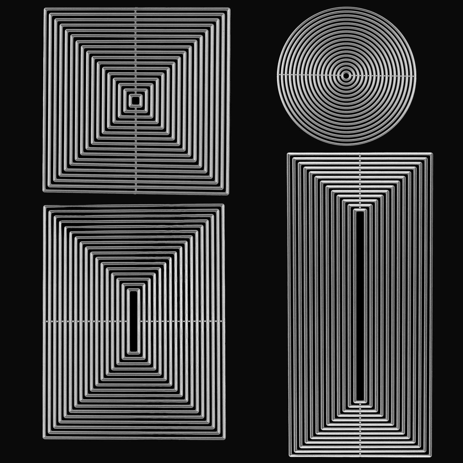 Slimline Rectangular Frame Dies for Card Making Suqare Circles Metal Cutting Dies for DIY Scrapbooking Paper Crafting Handmade Crafts Embossing Stencil Die Cuts Punch Template Moulds Arts Crafts