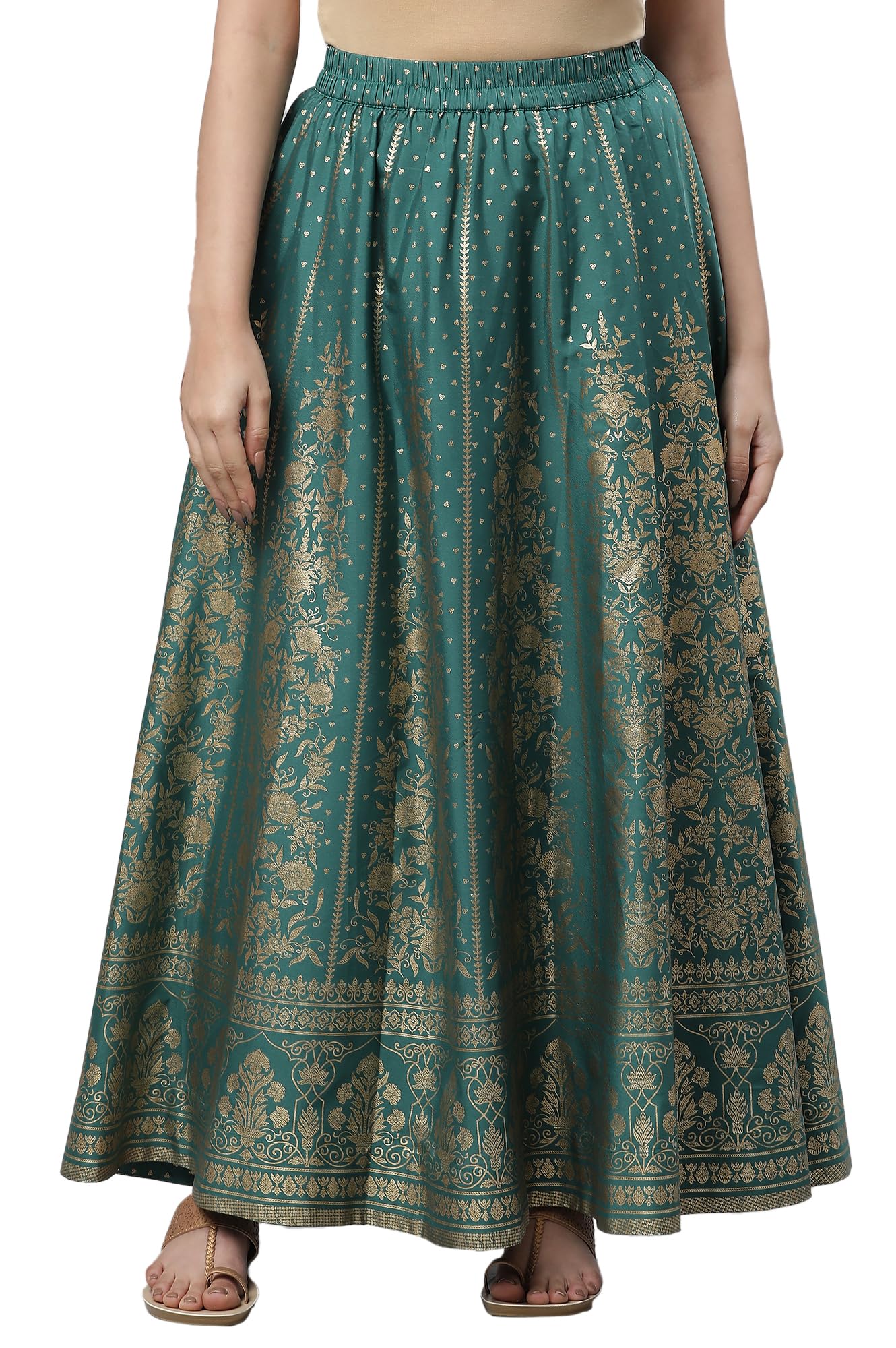 Women Polyester Printed Strechable Maxi Skirt | Ankle Length Skirt-image-23