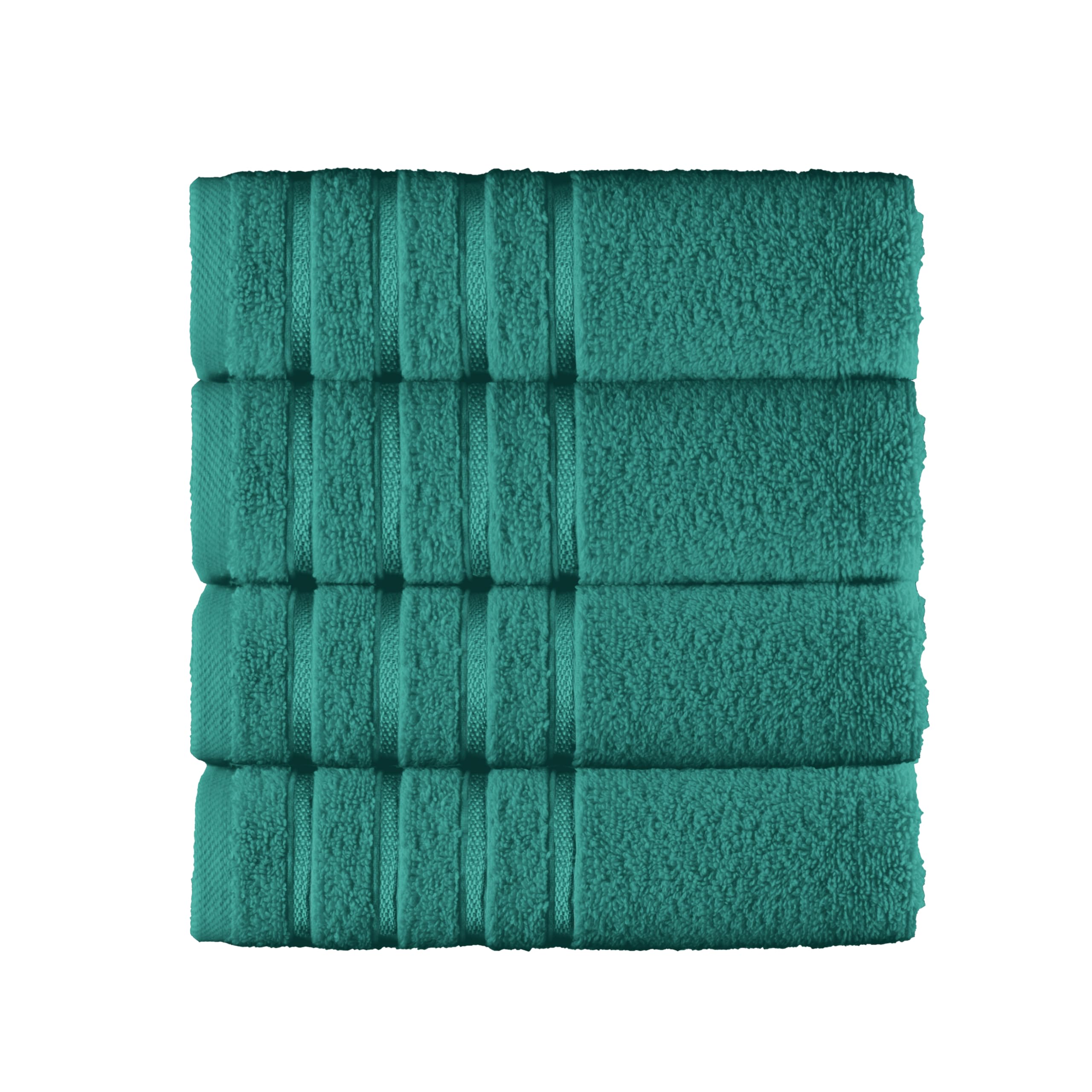 Elegant Comfort 100% Turkish Cotton 4 Lines Viscose Stripe Luxury 4 Pack Hand Towel Set - Ultra Absorbent and Soft 16 x 28 Inch Premium Hotel Spa Quality Towels for Everyday Bath Use, Turquoise