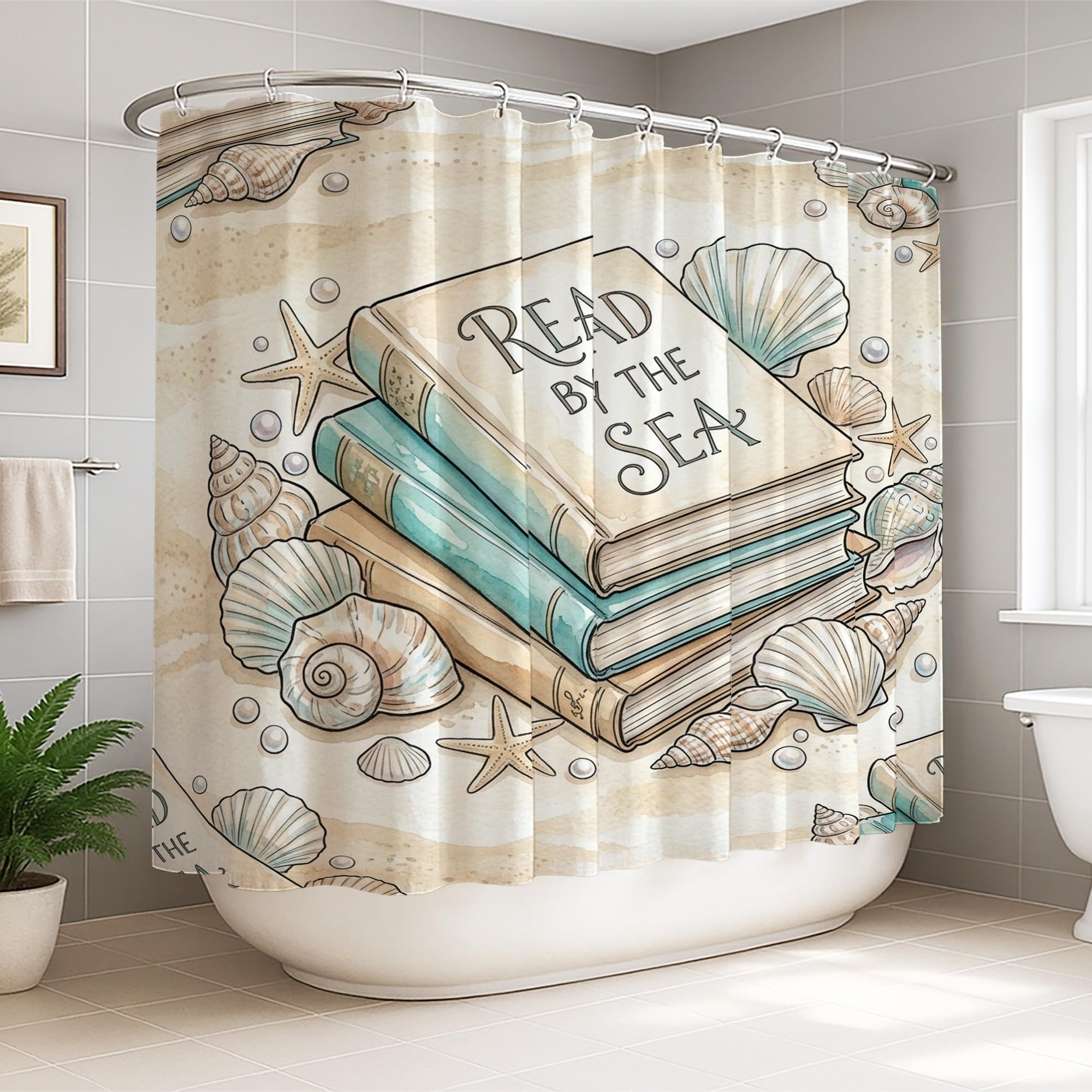 Rideau de douche extra large turquoise 274x183 cm lavable avec crochets pour grande salle de bain