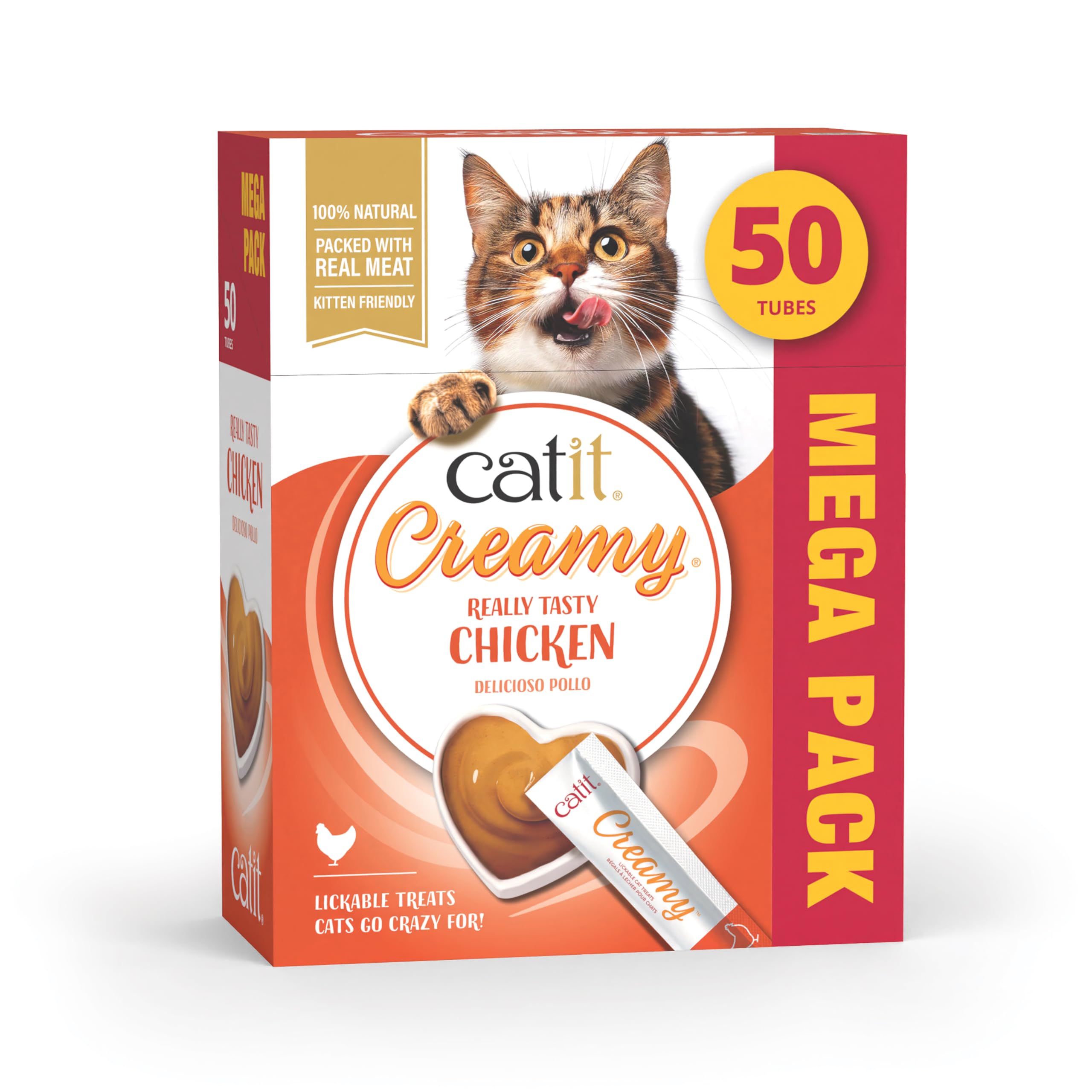 Catit Creamy Chicken Lickable Cat Treats 50 Pack
