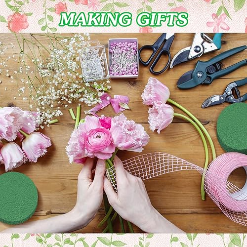 Miniatura 6 de 6 bloques de espuma florales redondos de 3.8 pulgadas, espuma de flores verdes húmedas y secas para flores frescas y artificiales, boda,