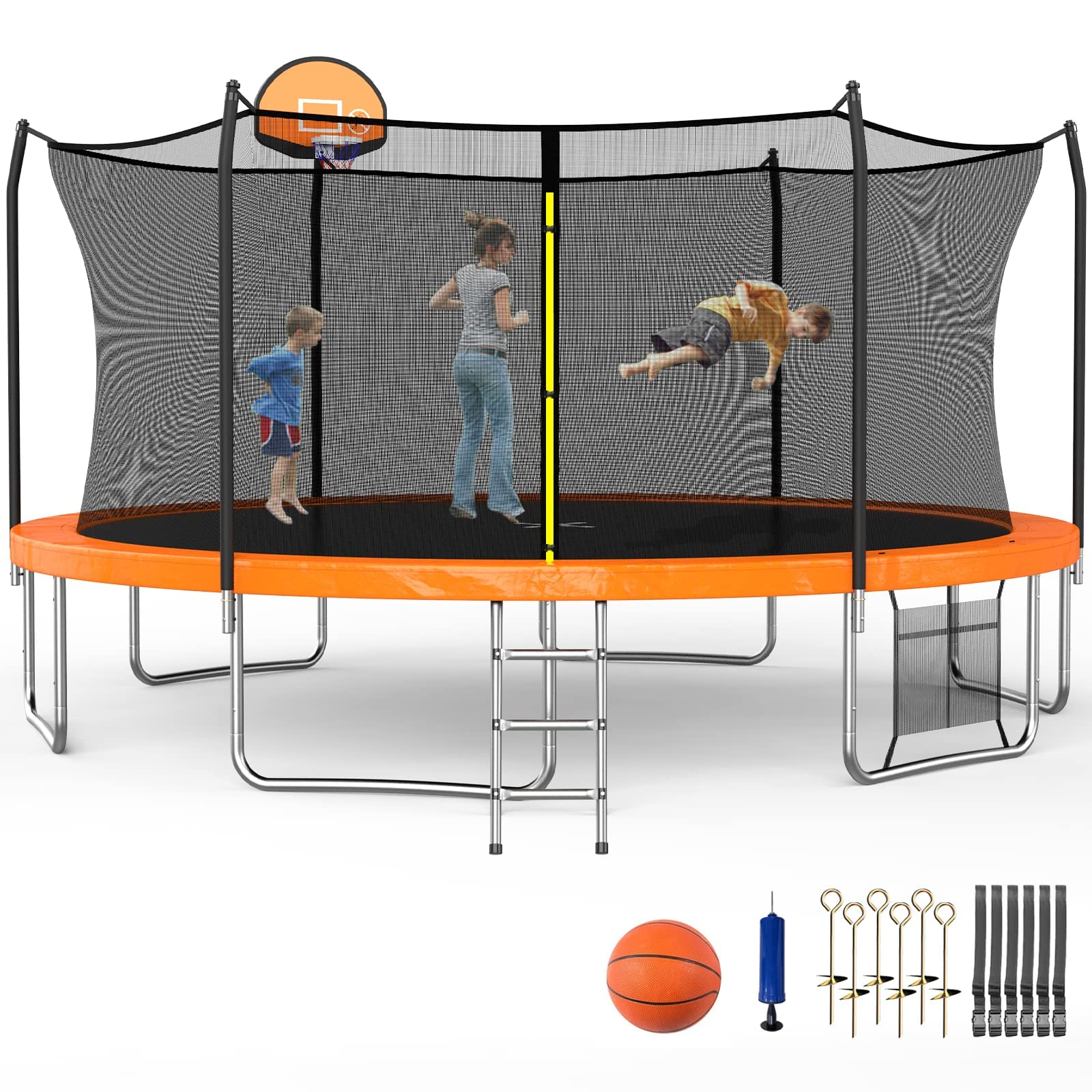 SKOK Trampoline for Kids,400LBS Outdoor Trampoline with Net-ASTM Approved Trampoline for Children and Adults