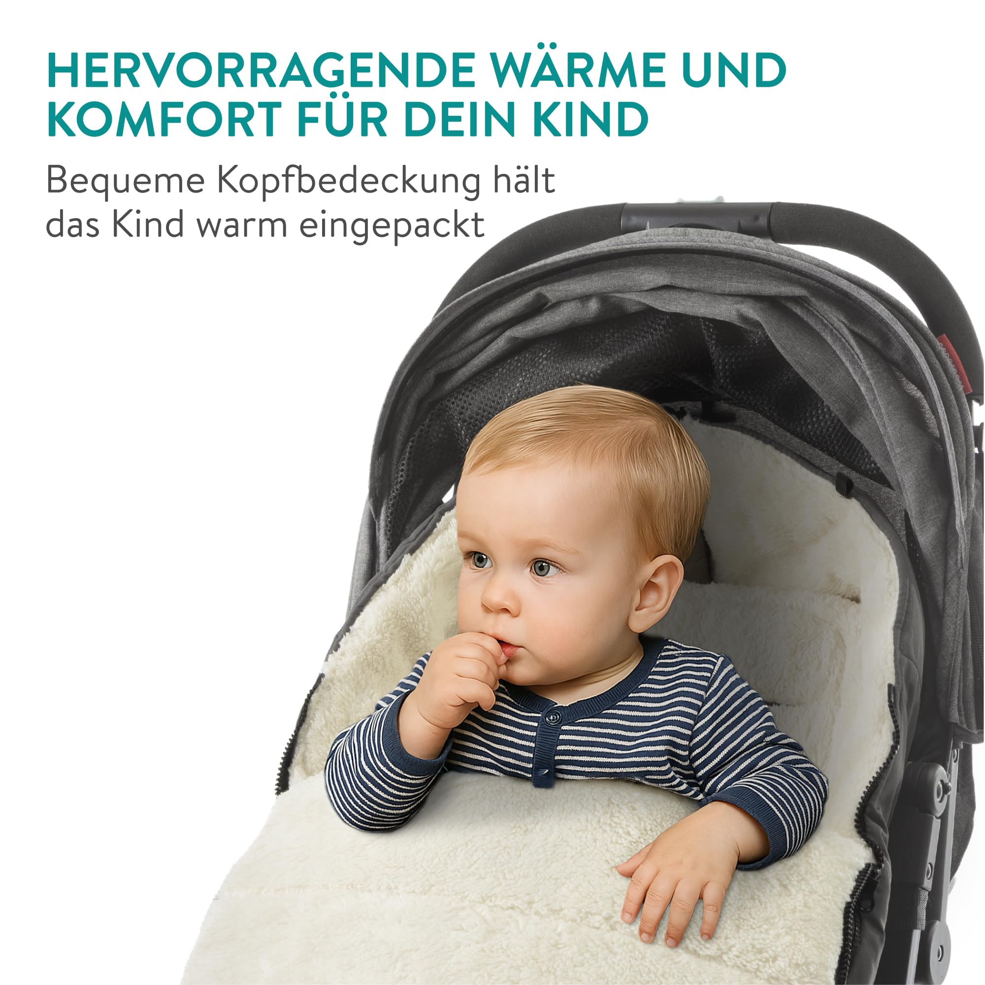 Navaris Fußsack Kinderwagen für Winter - Fusssack Kinderwagen für Baby Winter - Baby und Kinder Fußsack Buggy Herbst - warmer Fusssack Buggy - Winterfußsack Wintersack - Grau