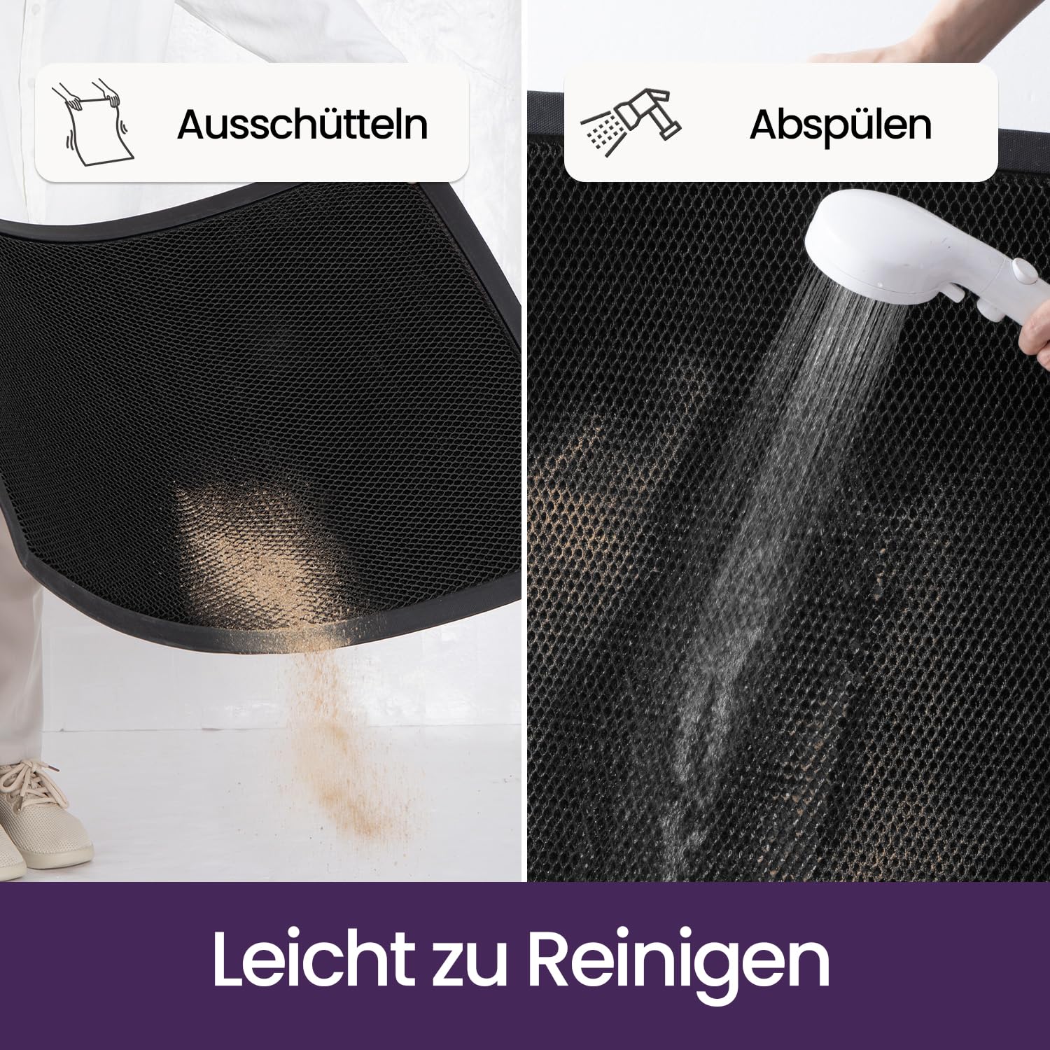 DEXI Fußmatte außen 60 x 90 cm, extrem rutschfeste Schmutzfangmatte, langlebig Fußabtreter außenbereich, robust Fussmatte Aussen wasserdichte Türmatte für die Haustür, Schwarz