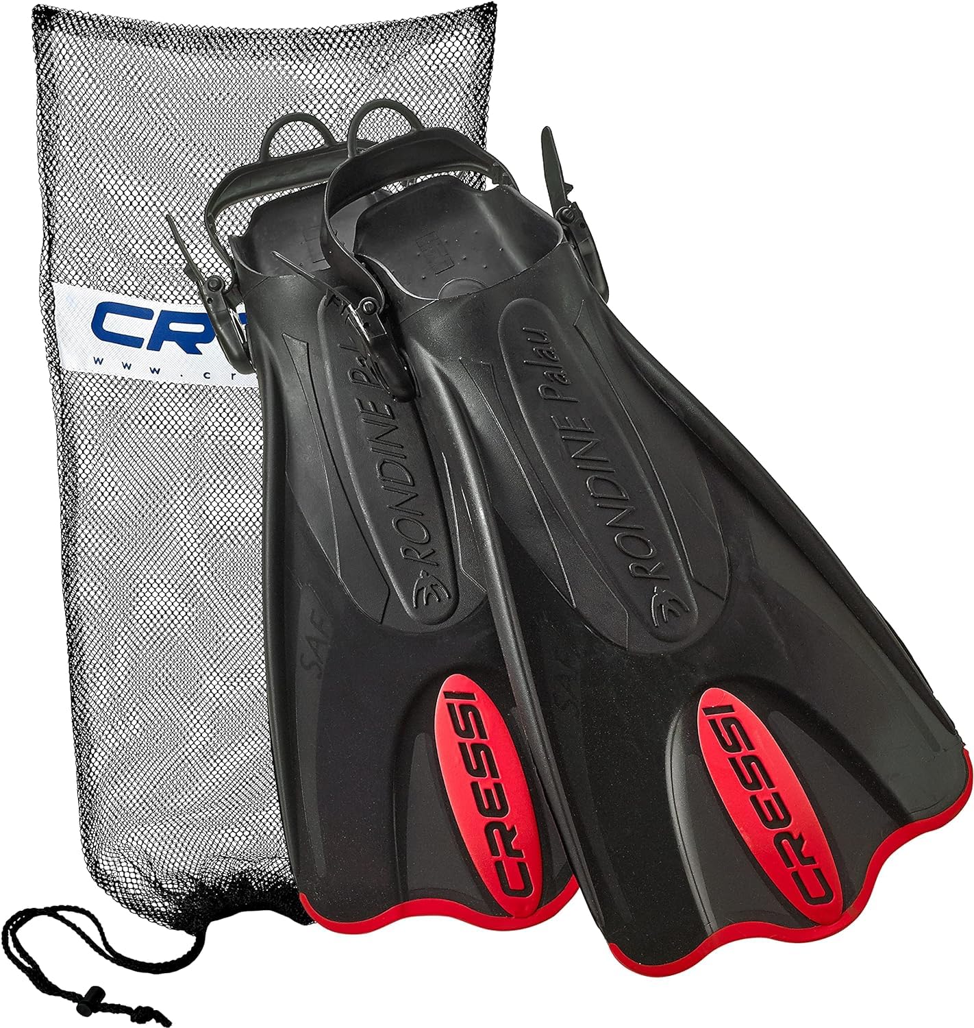 CRESSI Palau Saf + Net Bag - Aletas Cortas Ajustables en el talón Abierto Unisex Adulto