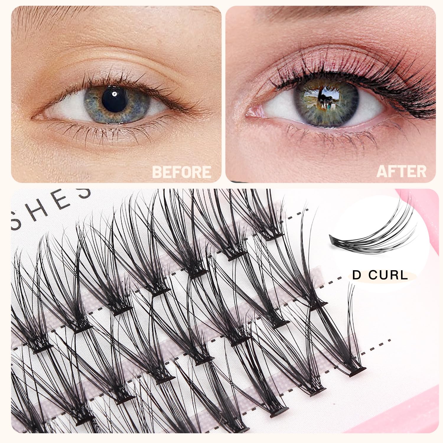 Individual False Eyash Clusters Synthetic Fiber Lash Extensions