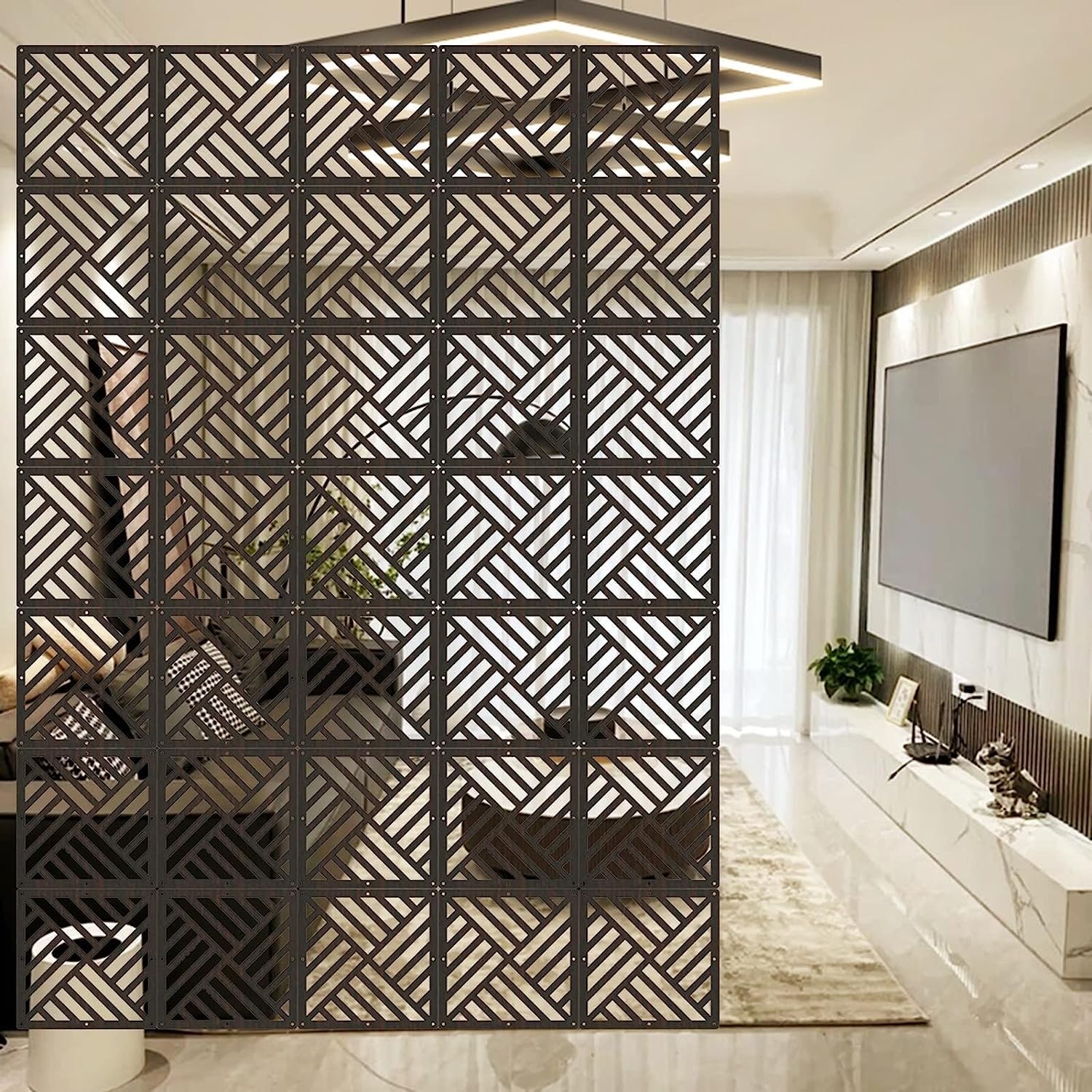 HDF Hanging Room Divider Panel - Stylish DIY Decorative Screen for Home & Office | 29cm x 29cm | Waterproof(16Pcs)