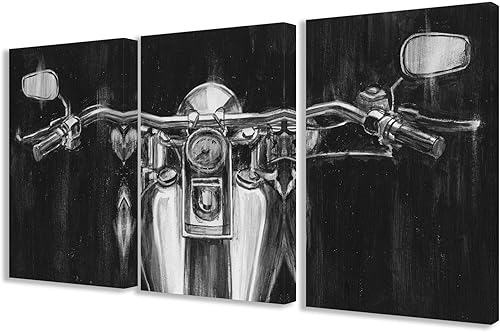 Miniatura 1 de Stupell Home Décor - Juego de arte de pared de tríptico clásico de motocicleta en blanco y negro, 16 x 1.5 x 24 pulgadas, fabricado con orgullo en