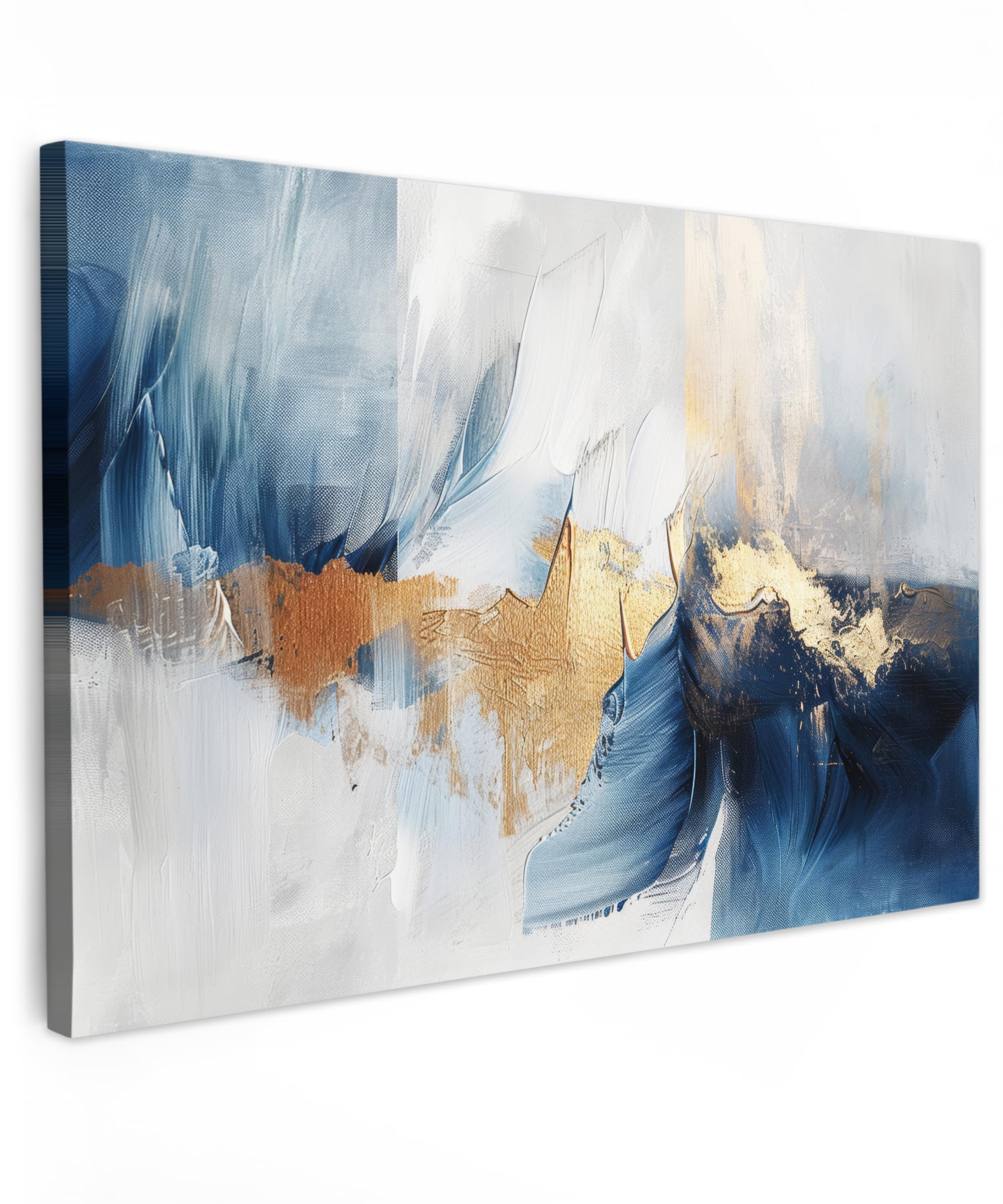 Muchowow Gold - Blue Muchowow© Canvas Wall Art 35"X24" / 90X60 Cm Decor Paintings Prints Framed On Canvas Decorations Wallart - Watercolour - Art - Modern