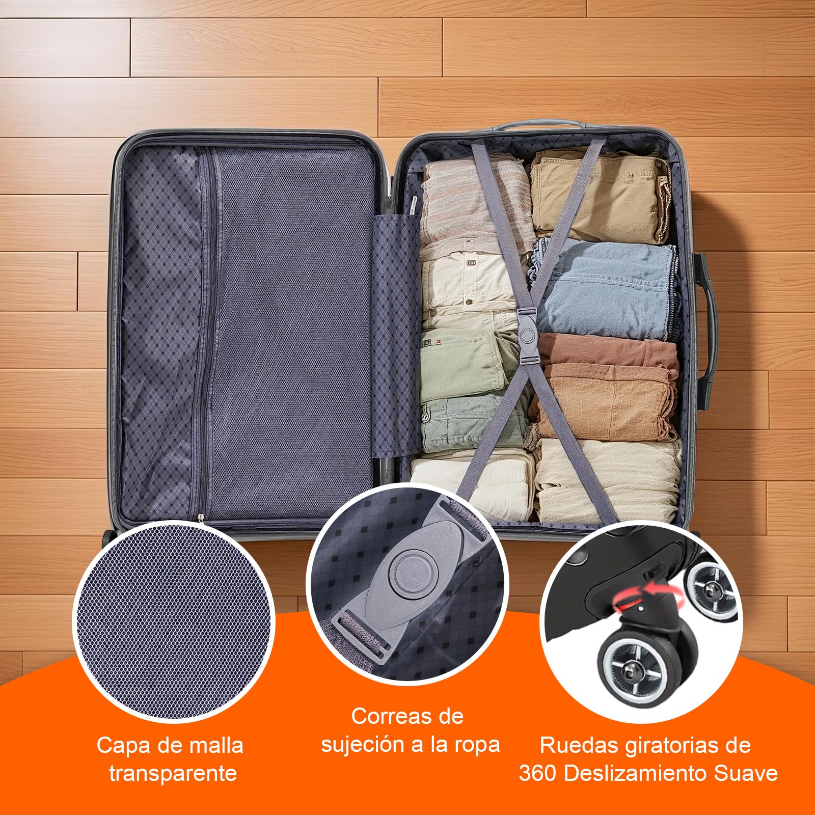 Maleta de Cabina 55x40x23 ABS, Ligera y Compacta para Viajes en Avión, Equipaje de Mano para Hombre y Mujer, Dimensiones 55 cm