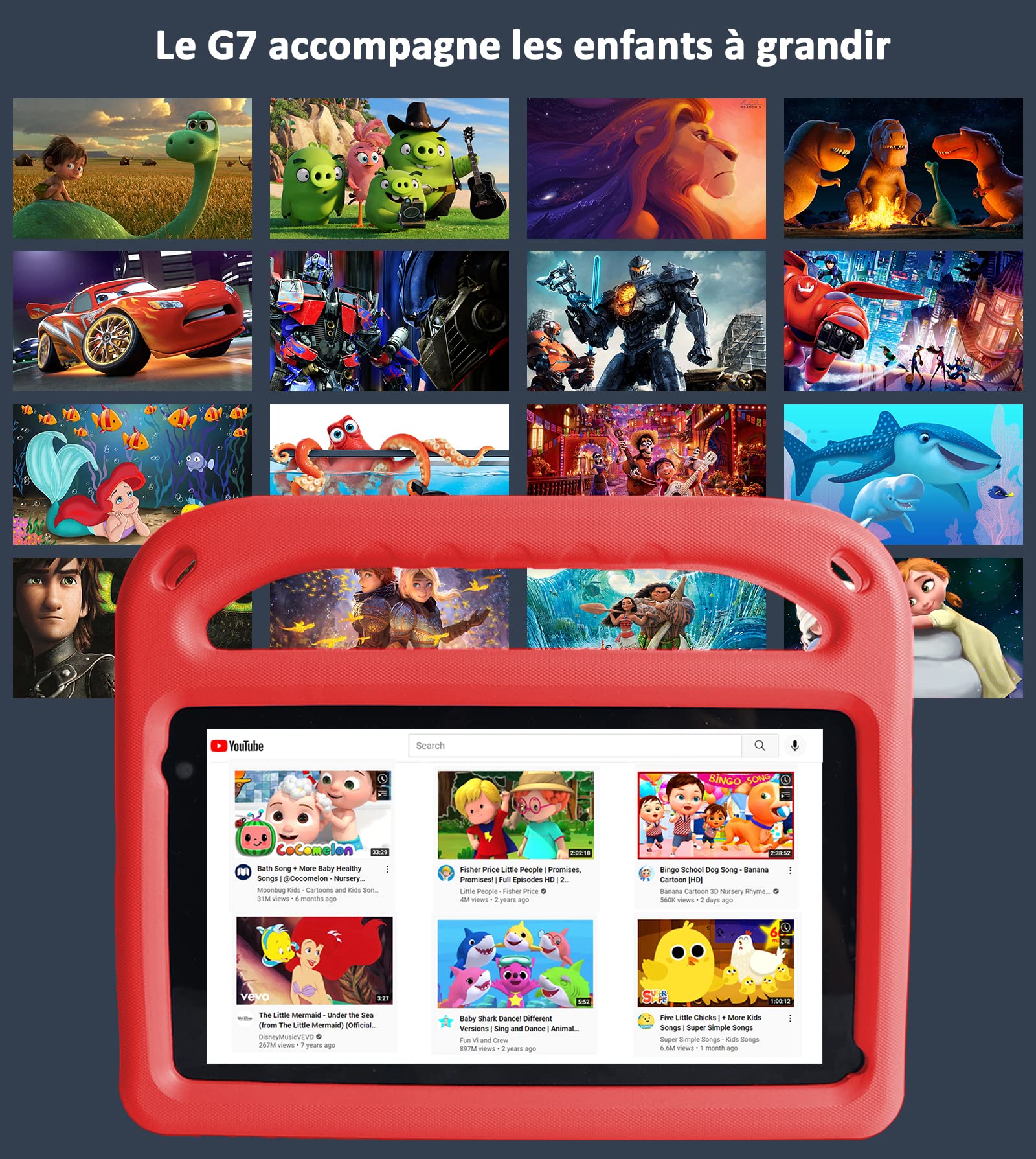 GOODTEL Tablet para Niños 7 Pulgadas Android Tableta con 32GB ROM (TF 1TB), WiFi, Bluetooth, GPS, GMS Certified, Pantalla IPS HD, Doble Cámara, Control Parental, Tablet Infantil con Funda EVA (Rojo)