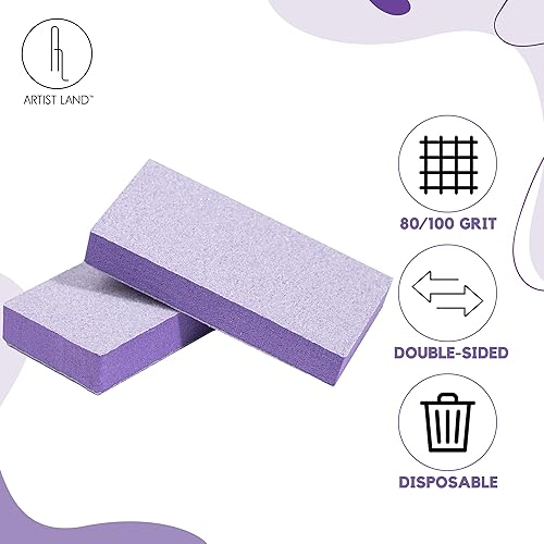 Miniatura 10 de Artist Land Juego de pulidor de uñas naranja delgado (grano 80100) - 50 unidades - Paquete de bloques de pulido de uñas de calidad profesional de