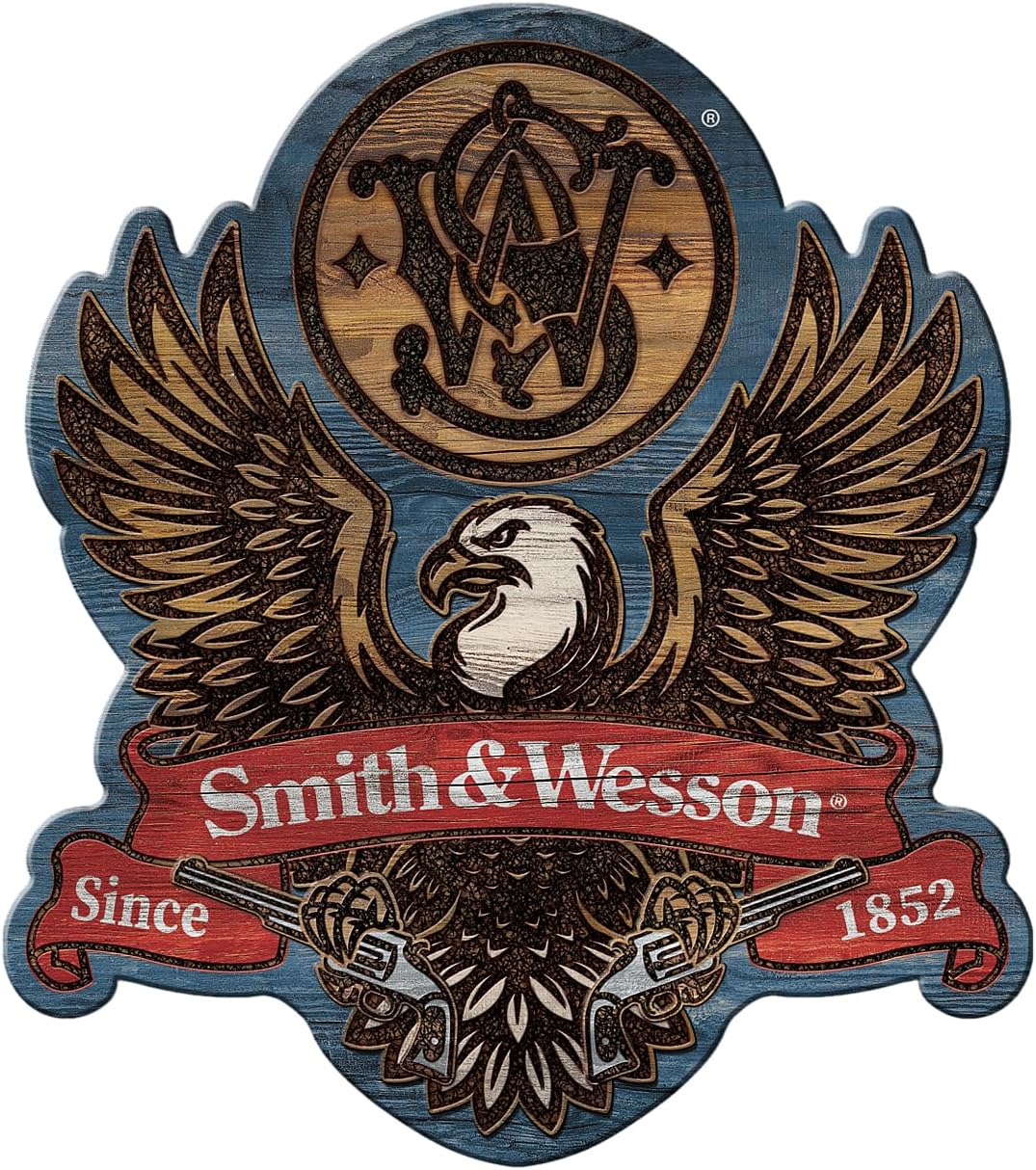 Desperate Enterprises S&W Eagle MDF Wood Sign - Smith and Wesson Signs - Nostalgic Vintage Signs - Made in the USA