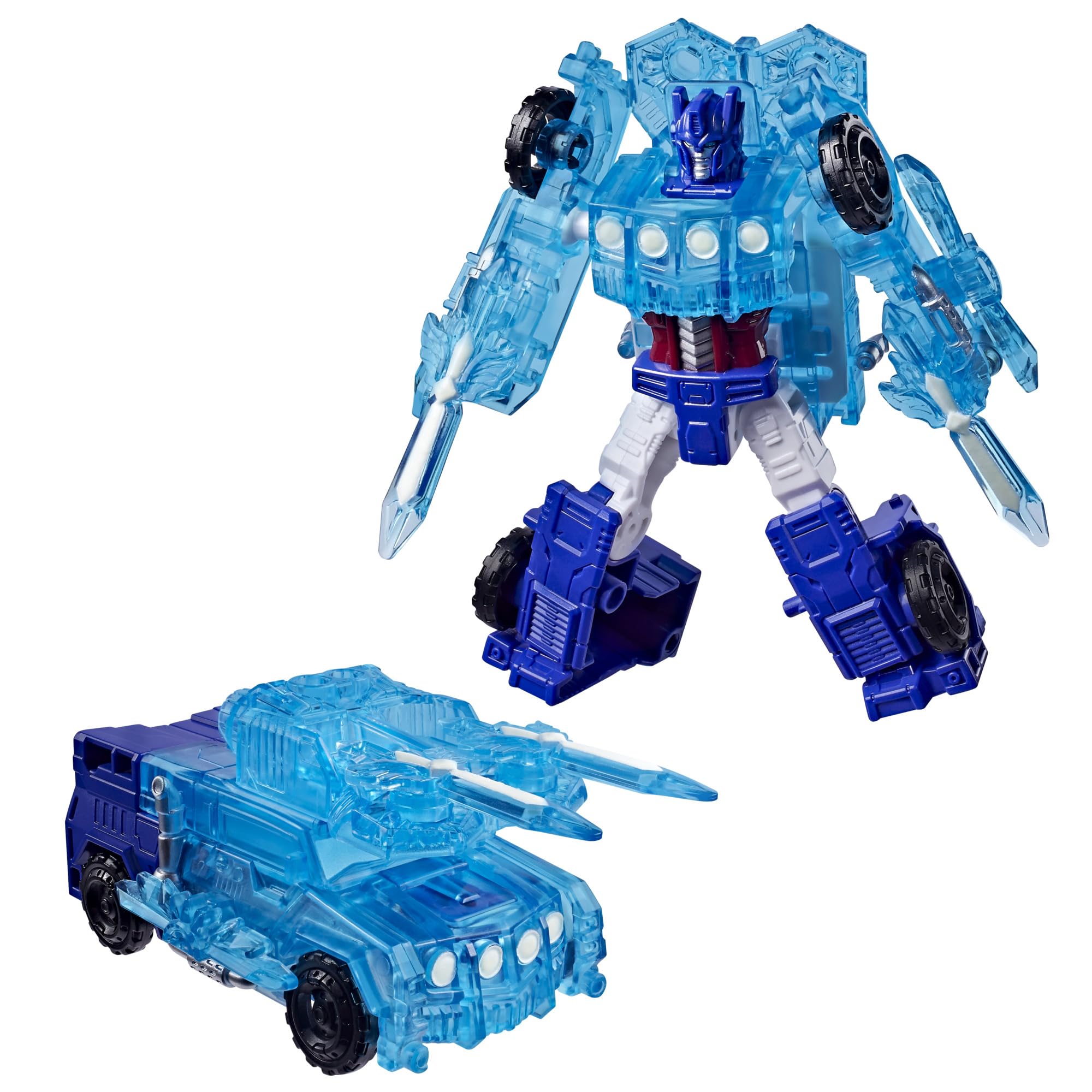 Transformers CYBERWORLD Optimus Prime Armored Cyber Changers Energon Surge Action Figure | Quick Change to Truck Mode | Robot Toys for Kids 6+