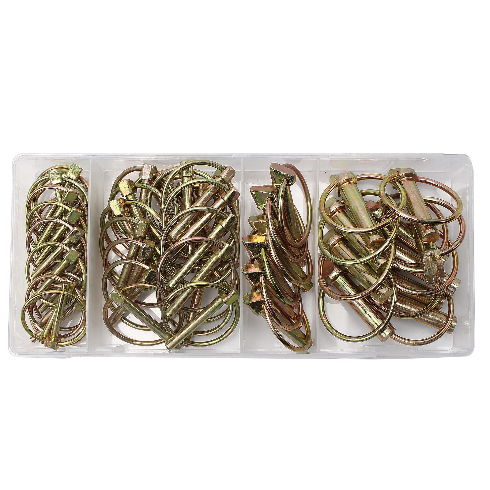 CCLIFE 50 pièces Goupille de lynch avec anneau pour remorque de tracteur agricole，Assortiment de goupilles clips rond sécurité 4.5-6-8-11 mm Acier Galvanisé