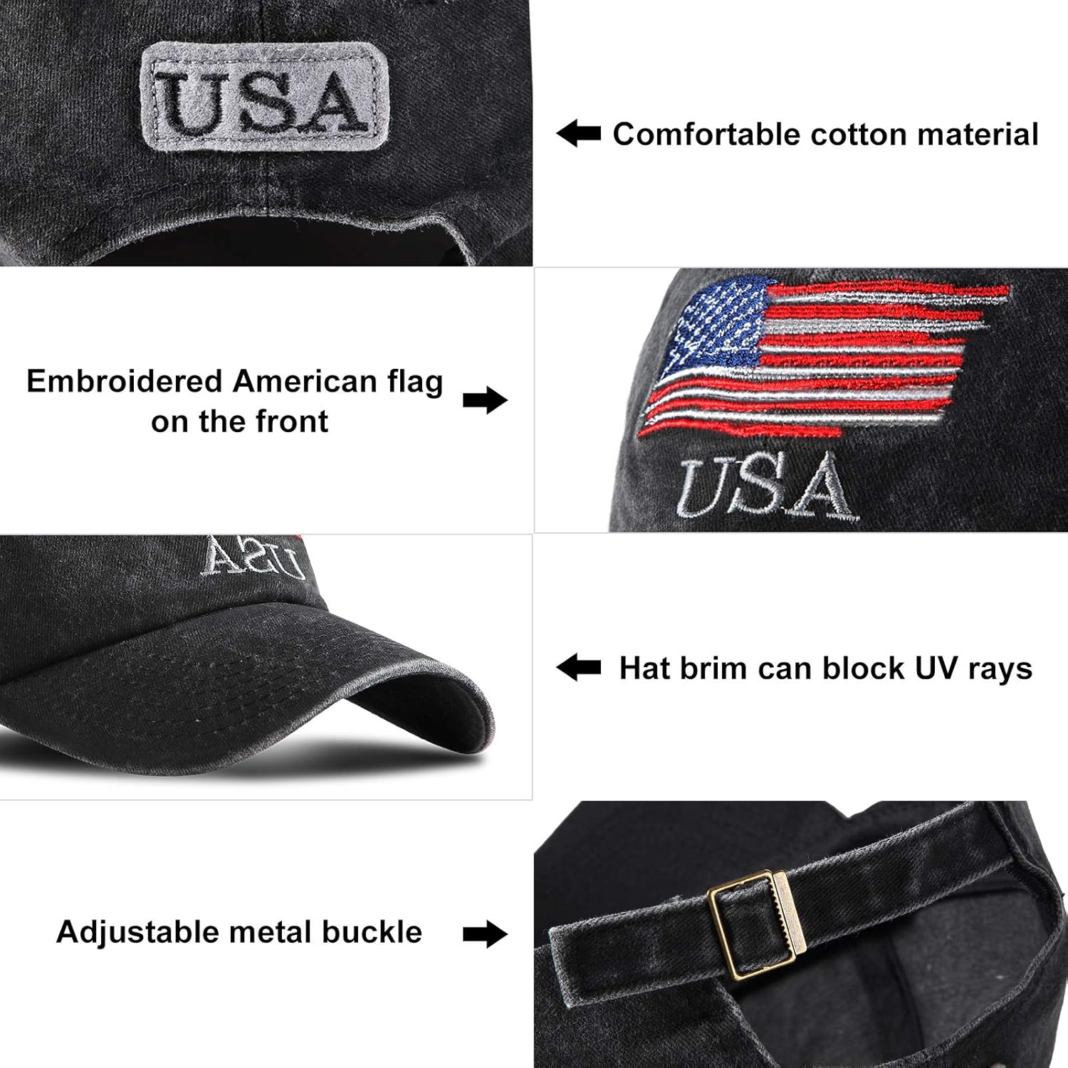 Geyoga 3 Pieces 250 Anniversary USA Hat Men Patriotic Adjustable Baseball Embroidered Hat Women American Flag Commemorative Tactical Washed - Image 3