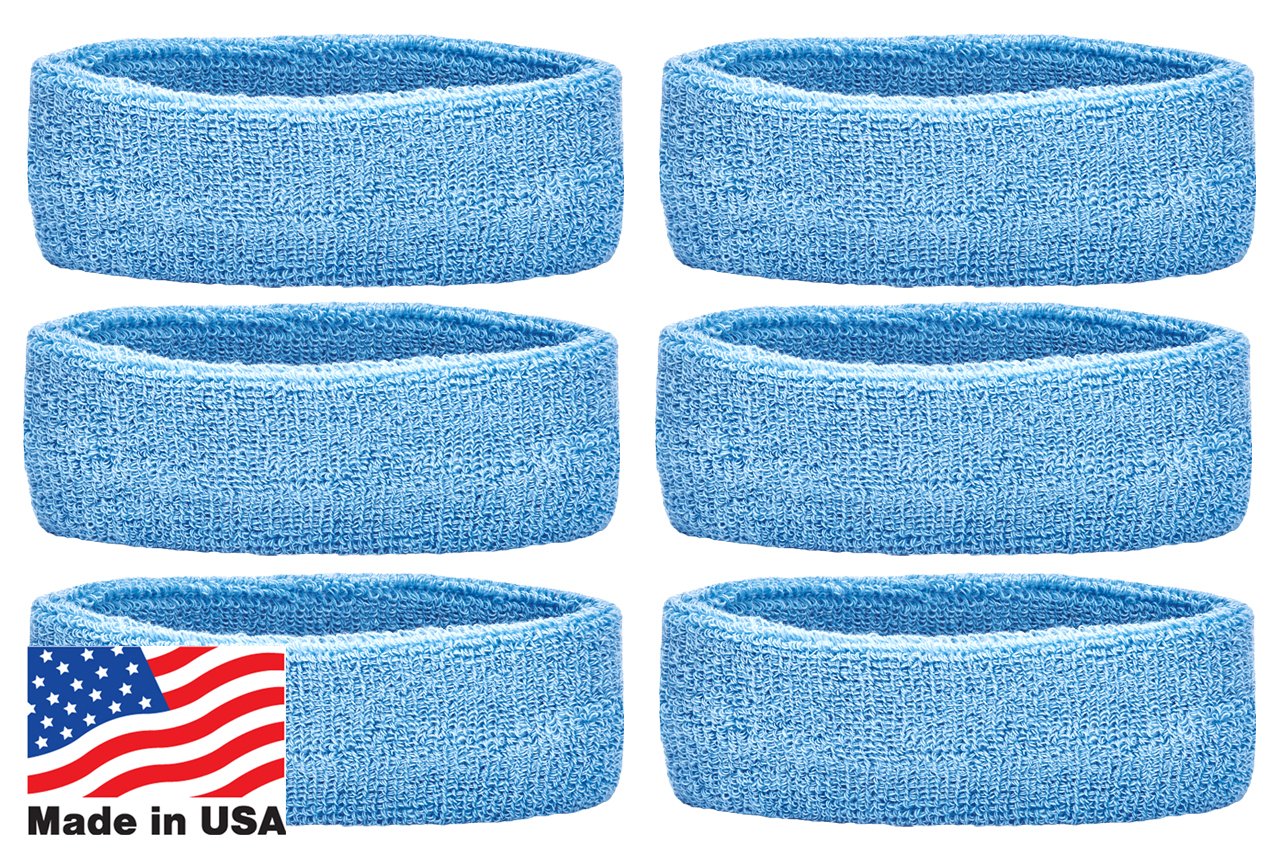 Unique Sports Headbands Team (6 Pack), Light Blue, One Size