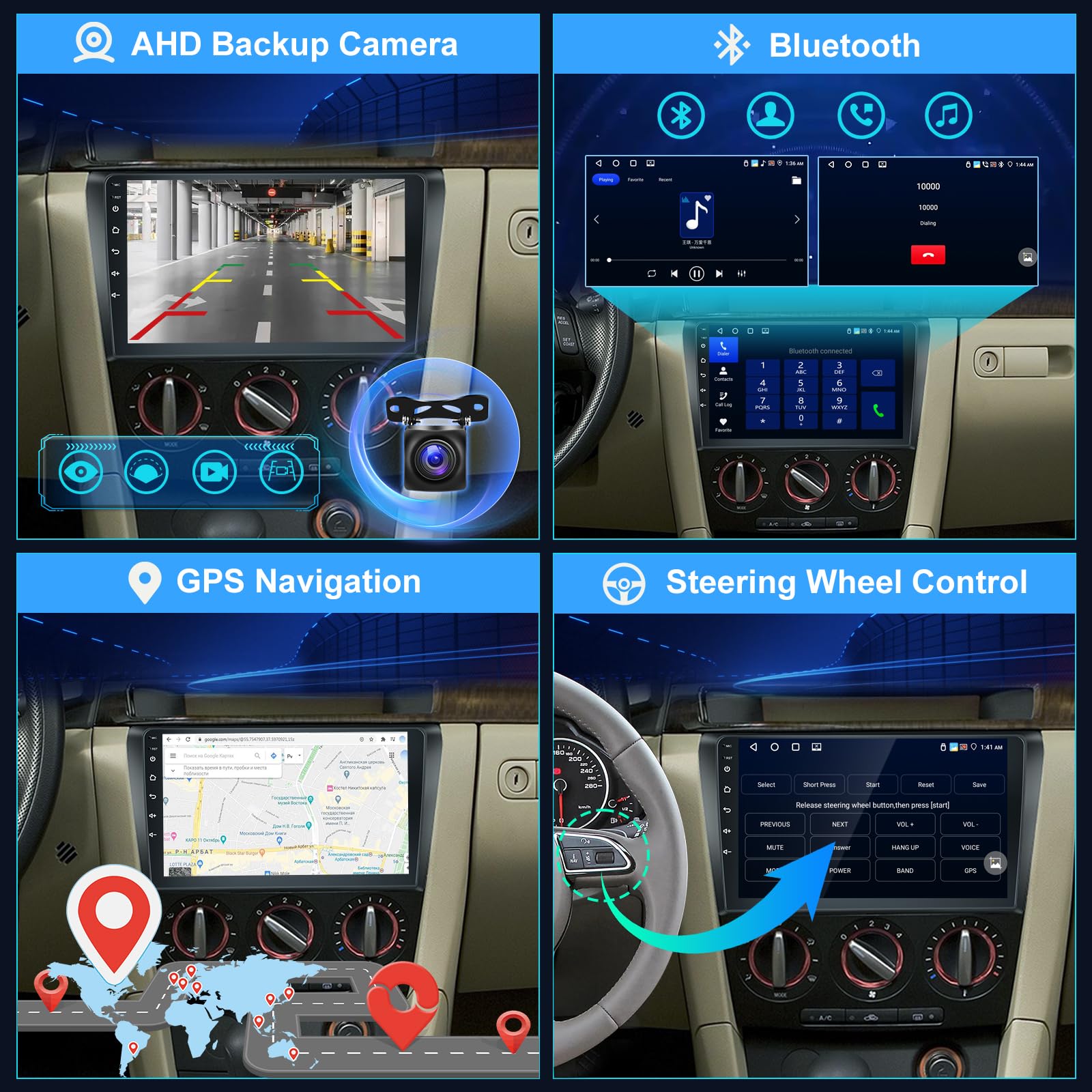 4G+64G Android Autoradio per Mazda 3 2003-2009 con touchscreen 9 pollici 1280x720, CarPlay & Android Auto Wireless, DSP 32EQ, WiFi, GPS, FM RDS Radio, Bluetooth 5.0, SWC + Retrocamera