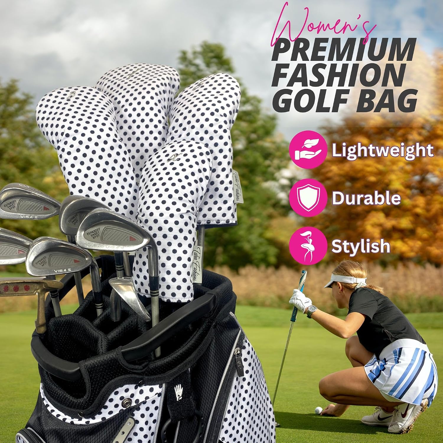 Taboo Fashion Golf Club Covers for Women - Numbered Golf Headcovers Set for Driver, Woods & Hybrid - Weather/Moisture Resistant Protection, Pack of 4 image 2