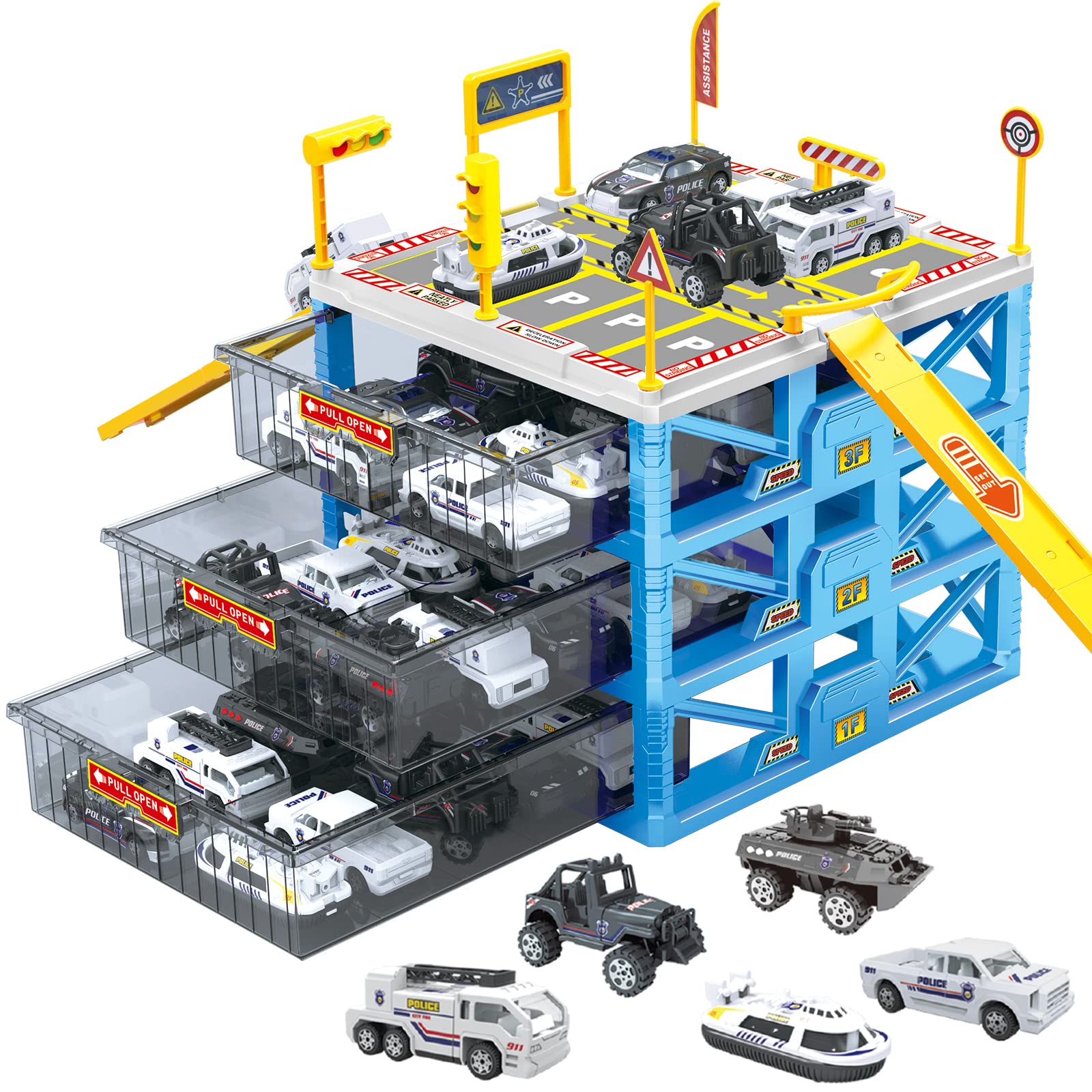 Buy WISHTIME Toy Car Parking Garage Storage, Matchbox Garage Playset