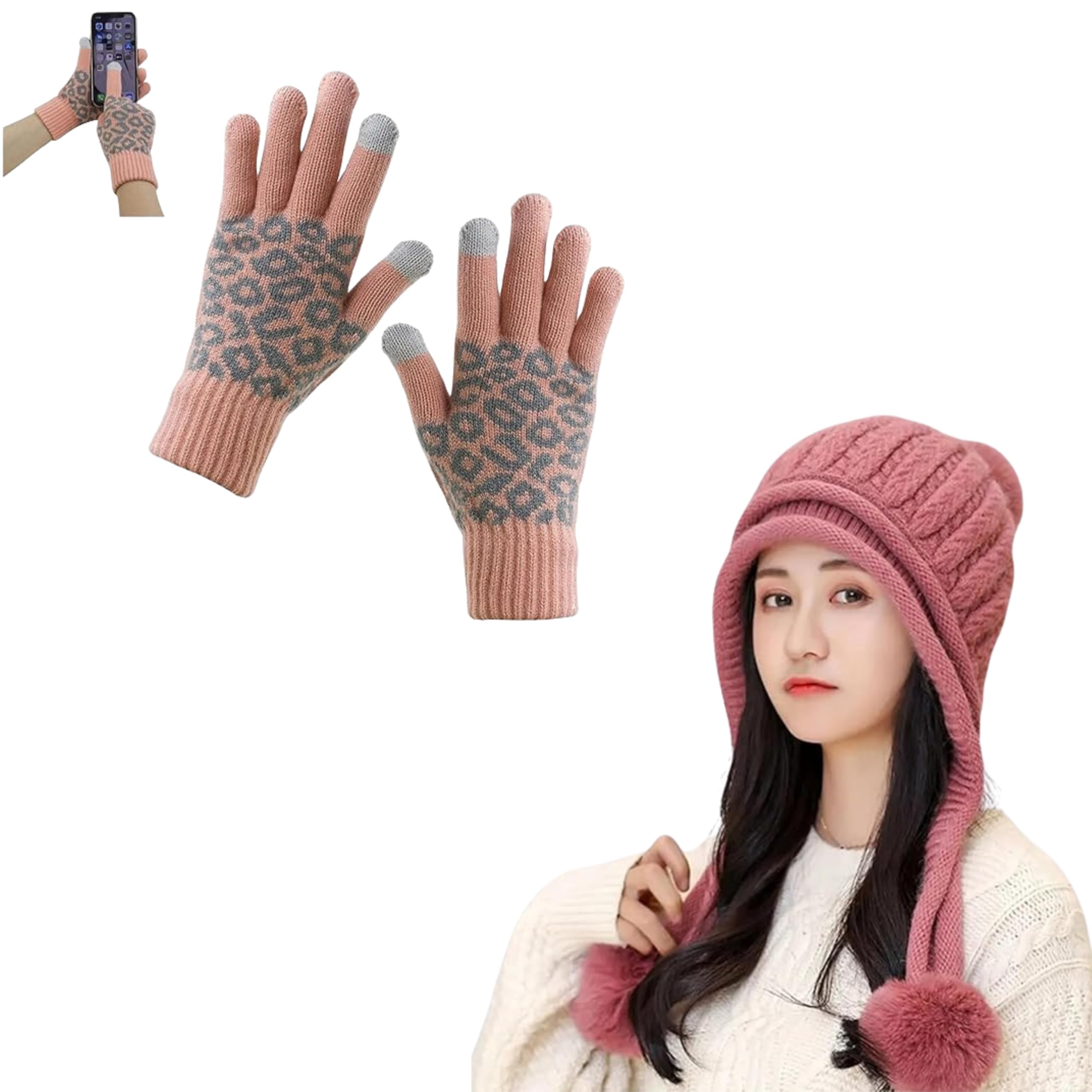 Tomorrow Winter Beanie with Touch Screen Gloves, Perfect for Cold Weather, Winter Accessories Set for Women, Comfort and Style, Cozy & Fashionable Design, gloves and beanie combo-image-44
