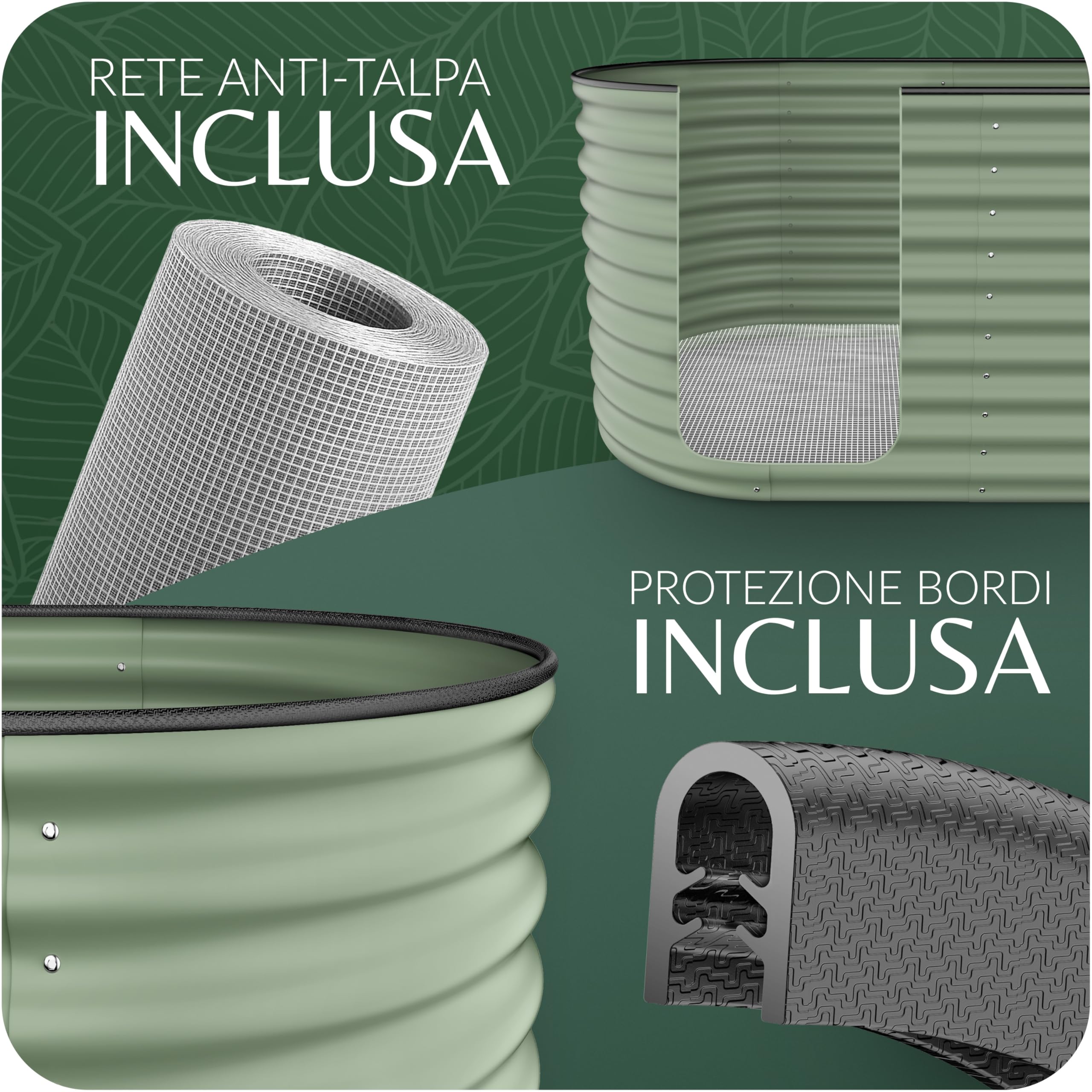 GRUNA - Letto rialzato in metallo 200x80x75 cm I Kit letto rialzato modulare 6 in 1 I 100% antiruggine I Stabile dimensionalmente grazie ai rinforzi (Verde, 200x80x75)