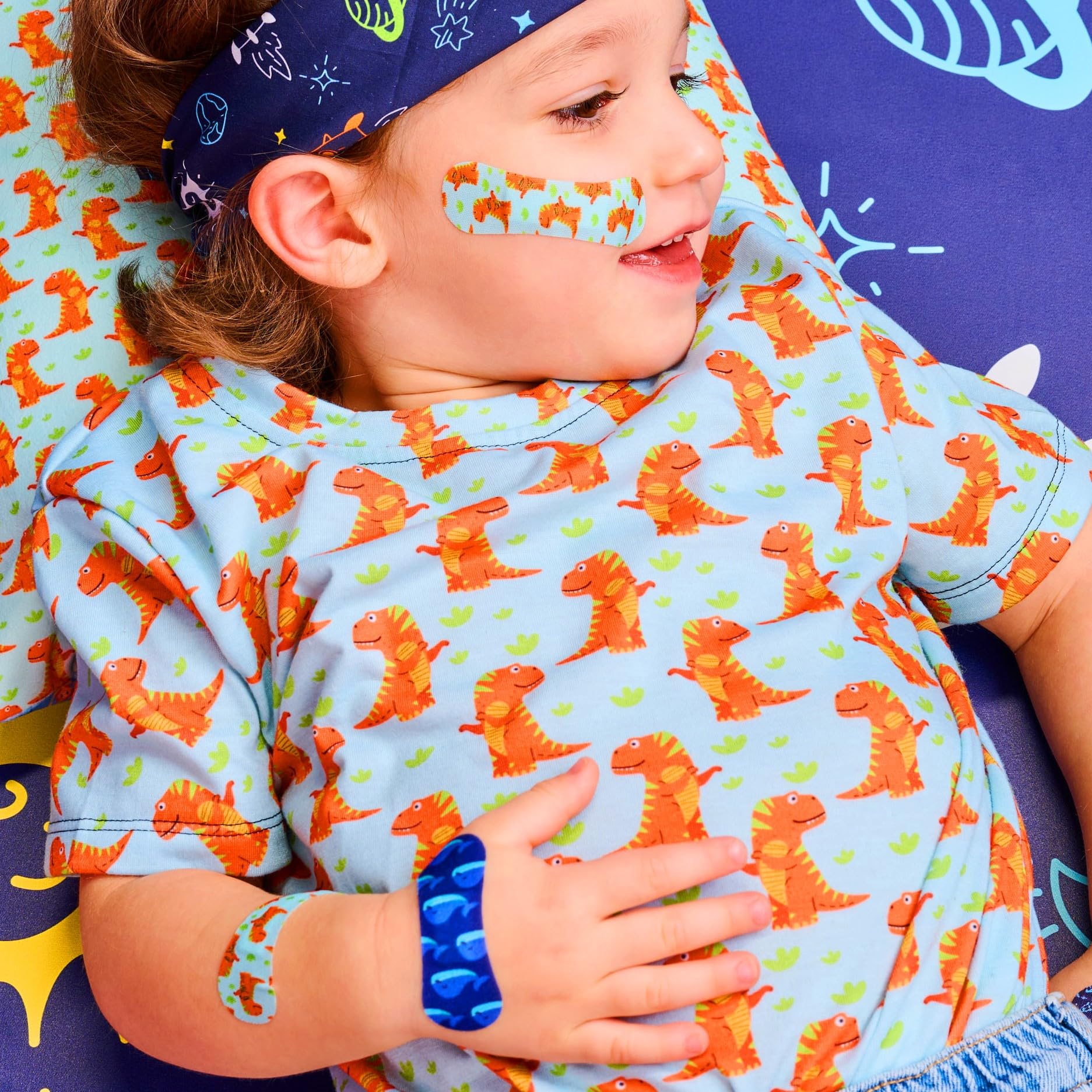 Wild Stripes Tiritas para niños I Tiritas para dedos I Kids Space I Tiritas niños suaves para la piel I Apósitos resistentes al agua I Protección para heridas 24 horas I Diseños espaciales I 20 piezas
