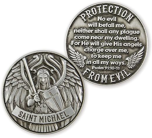 Archangel St Michael Love Expression Coin, Patron Saint of Police Officers, for Law Enforcement, Keepsake Pocket Token of Prayer & Divine Protection for Men & Women, EDC Coin Gift of Appreciation