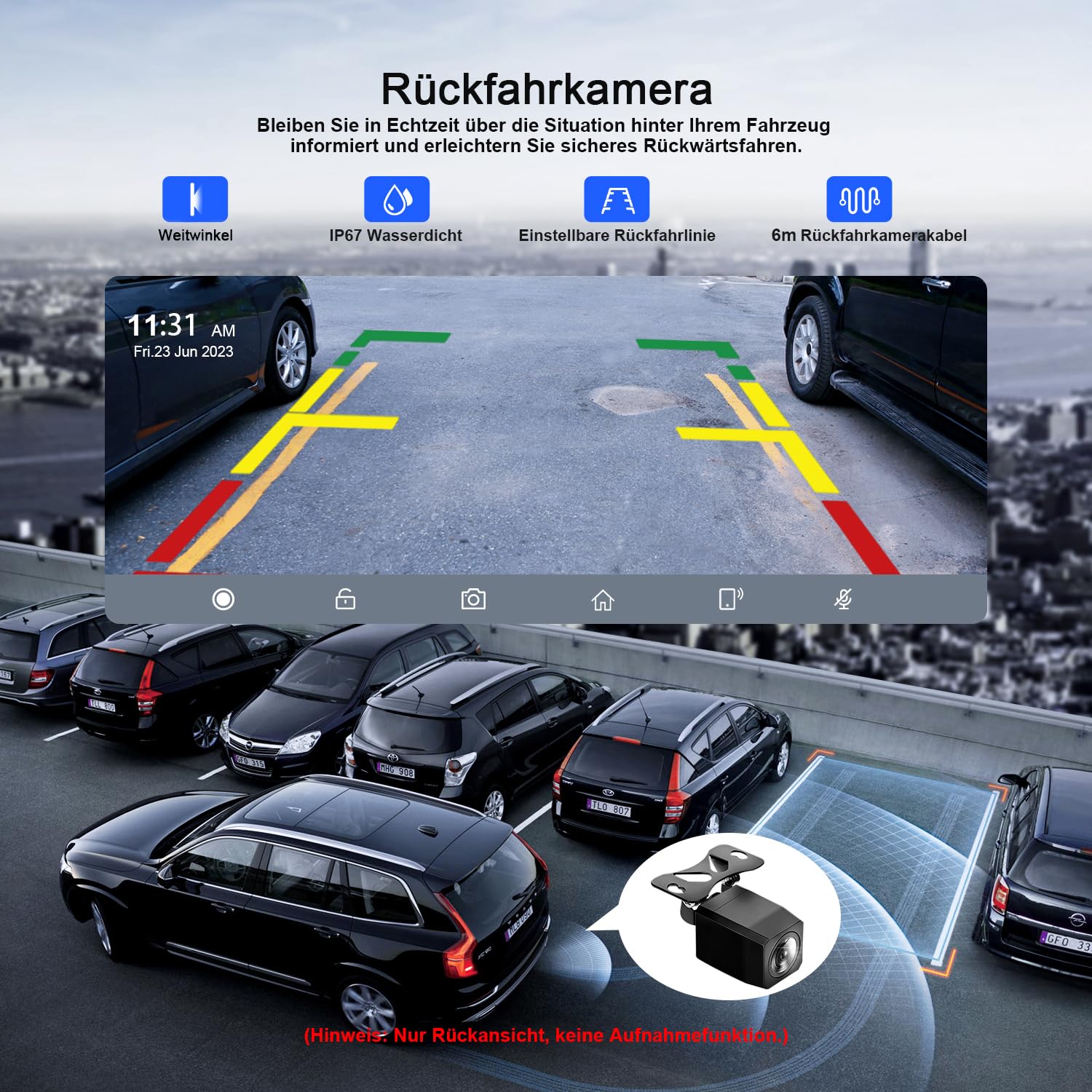 Avylet 9,26" Wireless Carplay Display für Apple Carplay & Android Auto, Tragbarers Carplay Autoradio mit IP67 Rückfahrkamera, OTA-Updates, GPS Navigation, Bluetooth 5.0, Mirror Link, FM/AUX