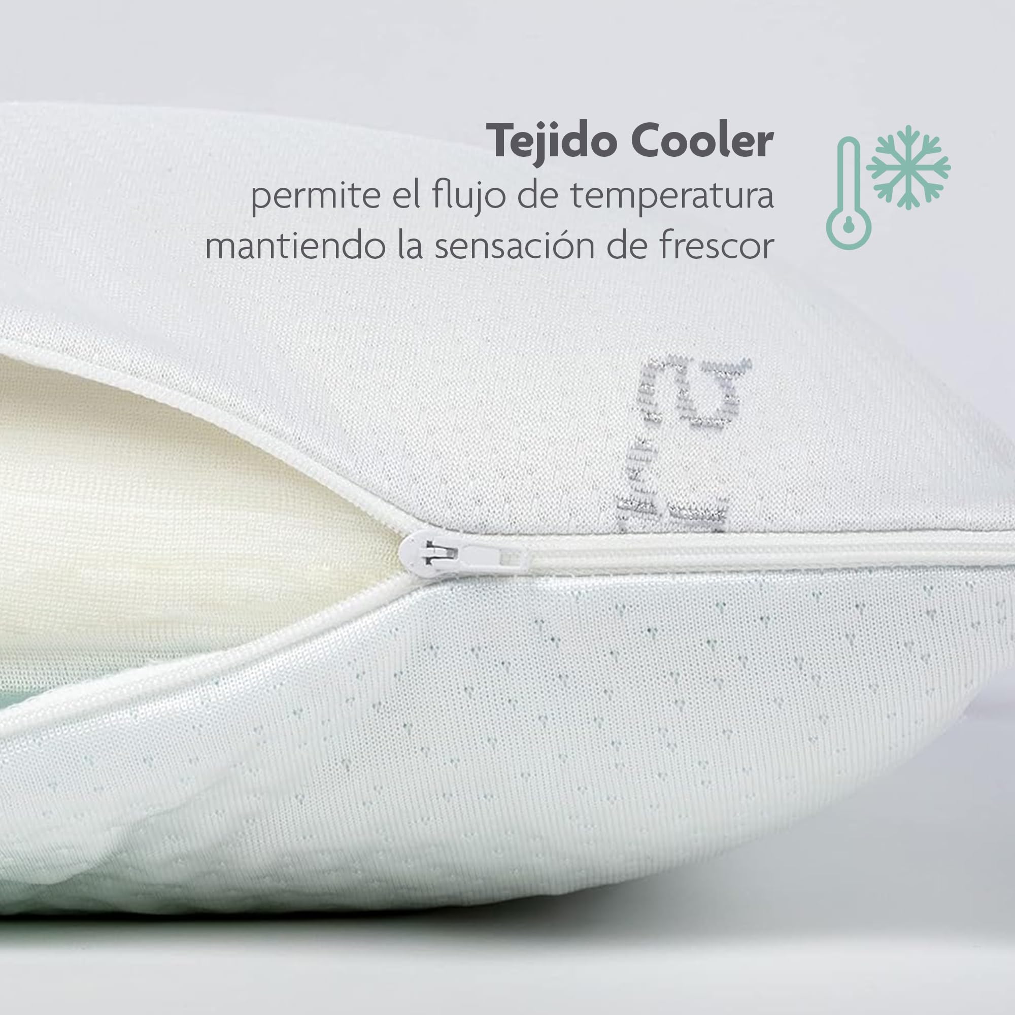 SEASONS Almohada Viscoelástica 75 cm con Efecto Frío Refrescante | Pack 2 | Firmeza Ergonómica | Doble Funda Lavable | Tratamiento con Ozono | Hecho en España