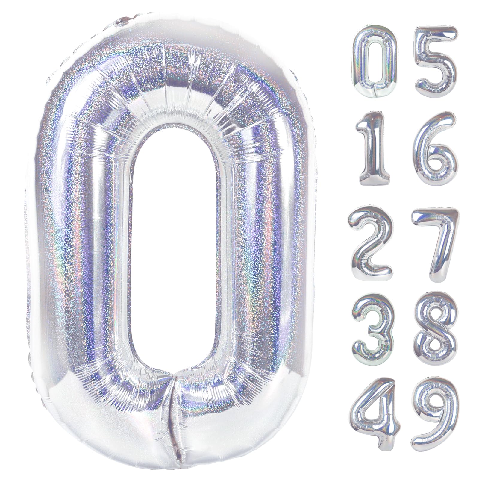 Photo 1 of Laser Silver 0 Balloon - Number Balloon 40 Inch, 0th Hot Pink Decorations
