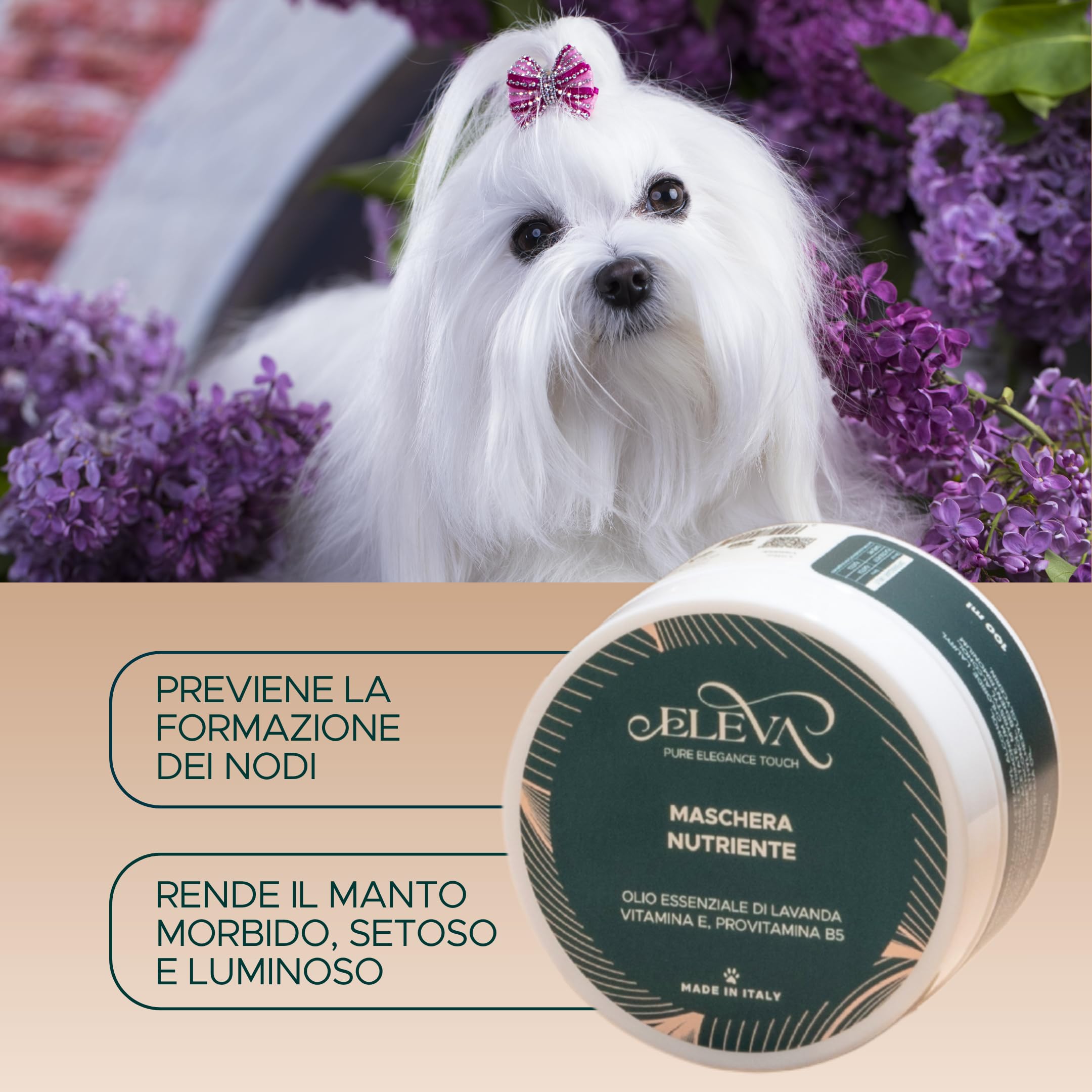 ELEVA PET - Kit Conosciamoci - Shampoo Delicato, Maschera Nutriente e Scioglinodi per Cani - Beauty Routine Completa - Ingredienti Vegetali - PH Ottimizzato - con Olio di Lavanda - Made in Italy