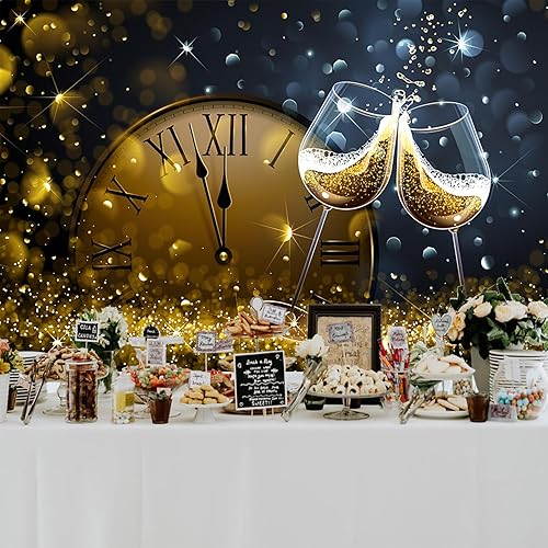 Miniatura 4 de Baocicco Fondo de 12 x 10 pies, feliz año nuevo, cuenta regresiva, fiesta, copas de vino de champán brillante, Bokeh Halos, telón de fondo de vinilo
