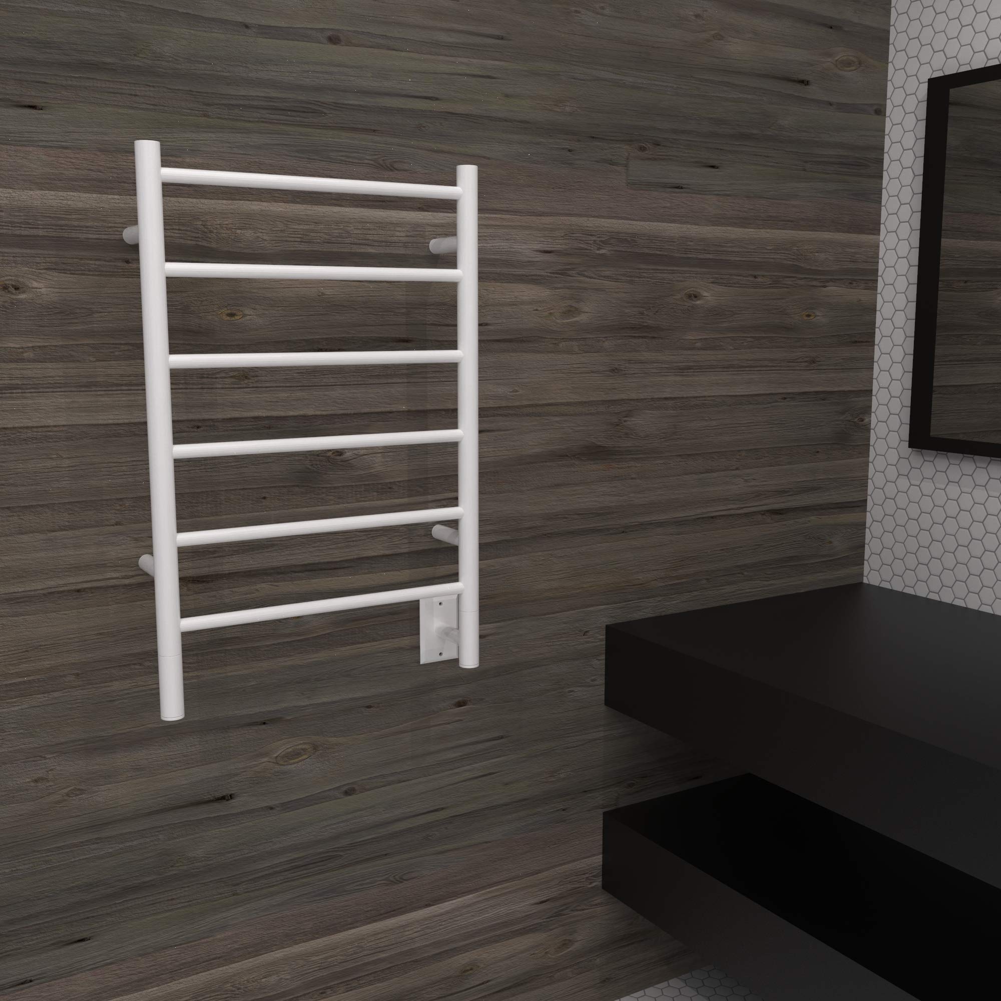 Amba Jeeves JSW Model J-Straight 6-Bar Hardwired Towel Warmer in White