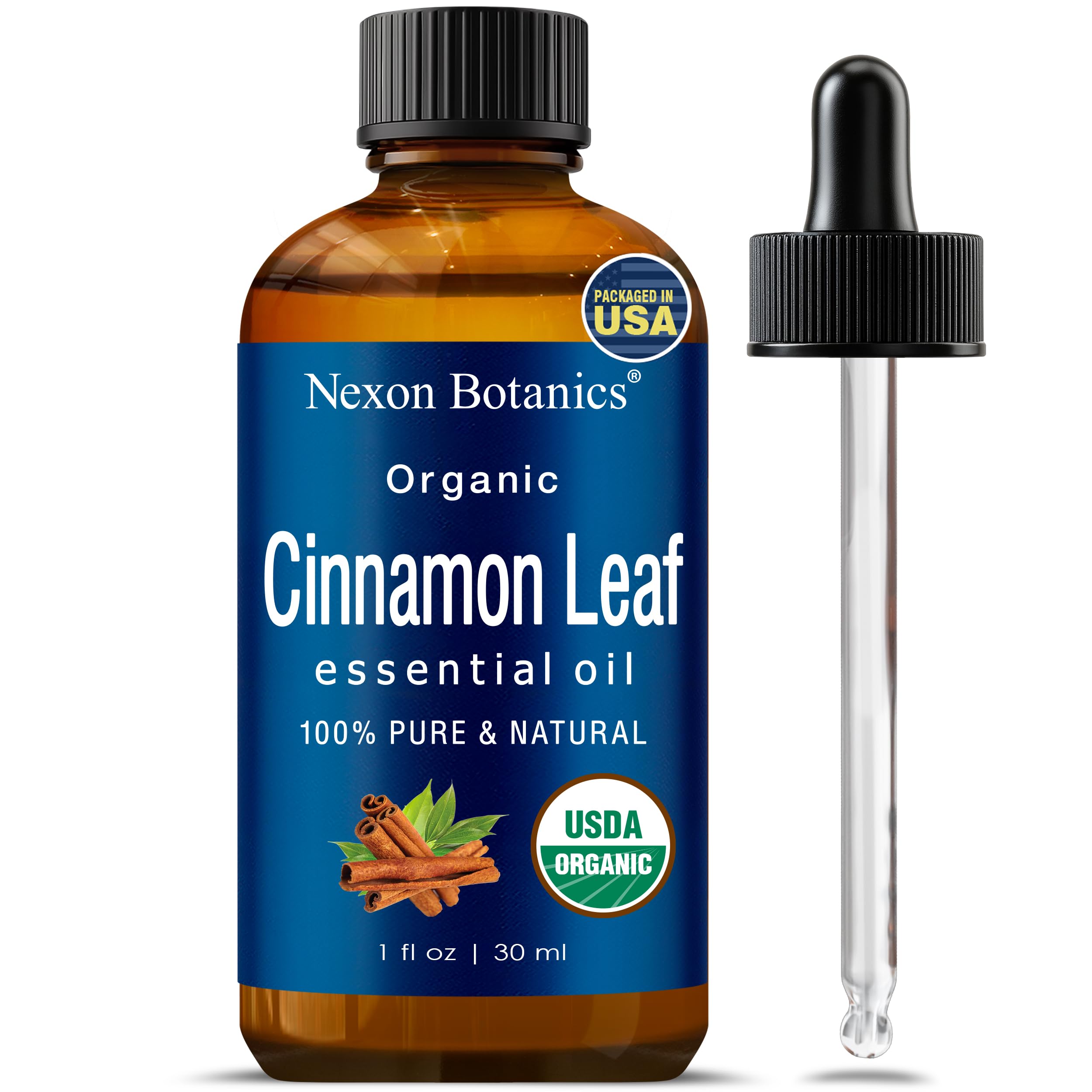 Organic Cinnamon Essential Oil 30 ml - Pure, Natural Oils for Aromatherapy, Diffusers, DIY, Candle and Soap Making Scent - Nexon Botanics