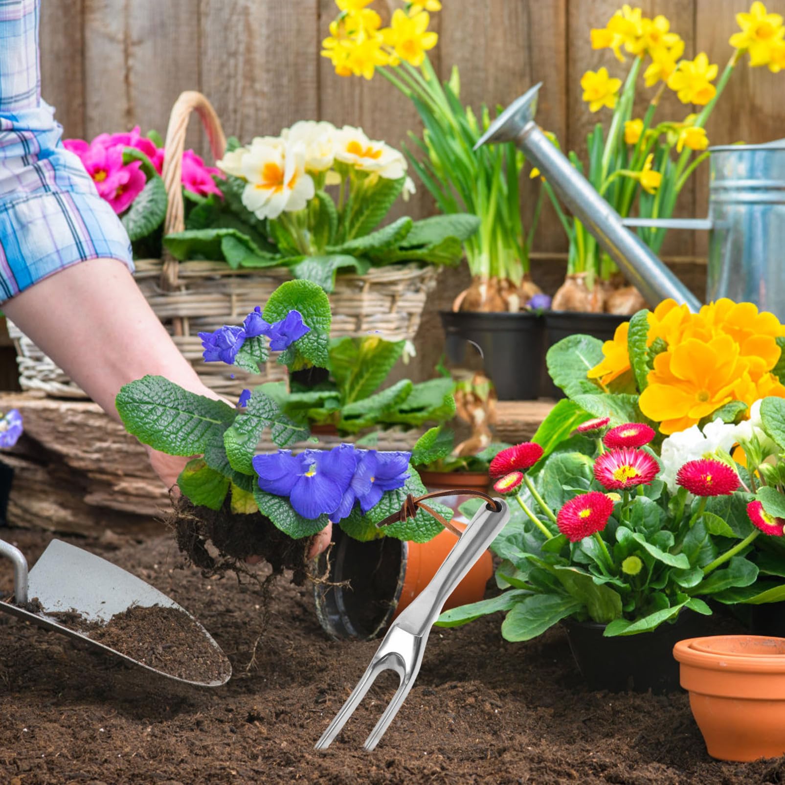SHINEOFI 5 Teiliges Gartenrechen Handpflücker Gartenhecken Landschaftsbau Gartengeräte Mini Unkrautstecher Gartengrubber Kleiner Gartenrechen Kleiner Rechen Strauchrechen Magnesium