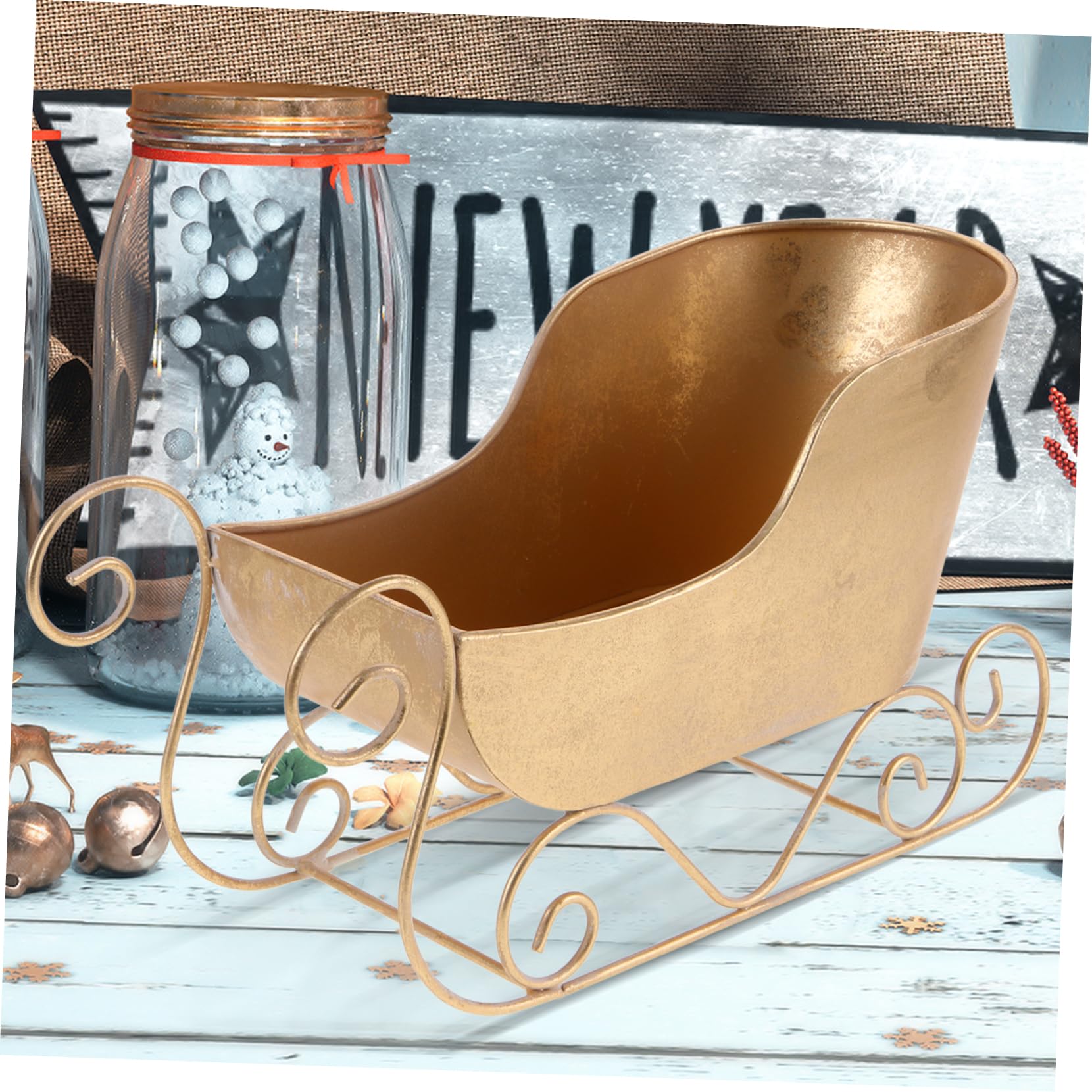 PRETYZOOM Weihnachtlicher Schlittenschmuck aus Eisen in Gold als Klassische Weihnachtsbaum Hängedekoration und Fotorequisite für Weihnachtsfeier und Festliche Partys